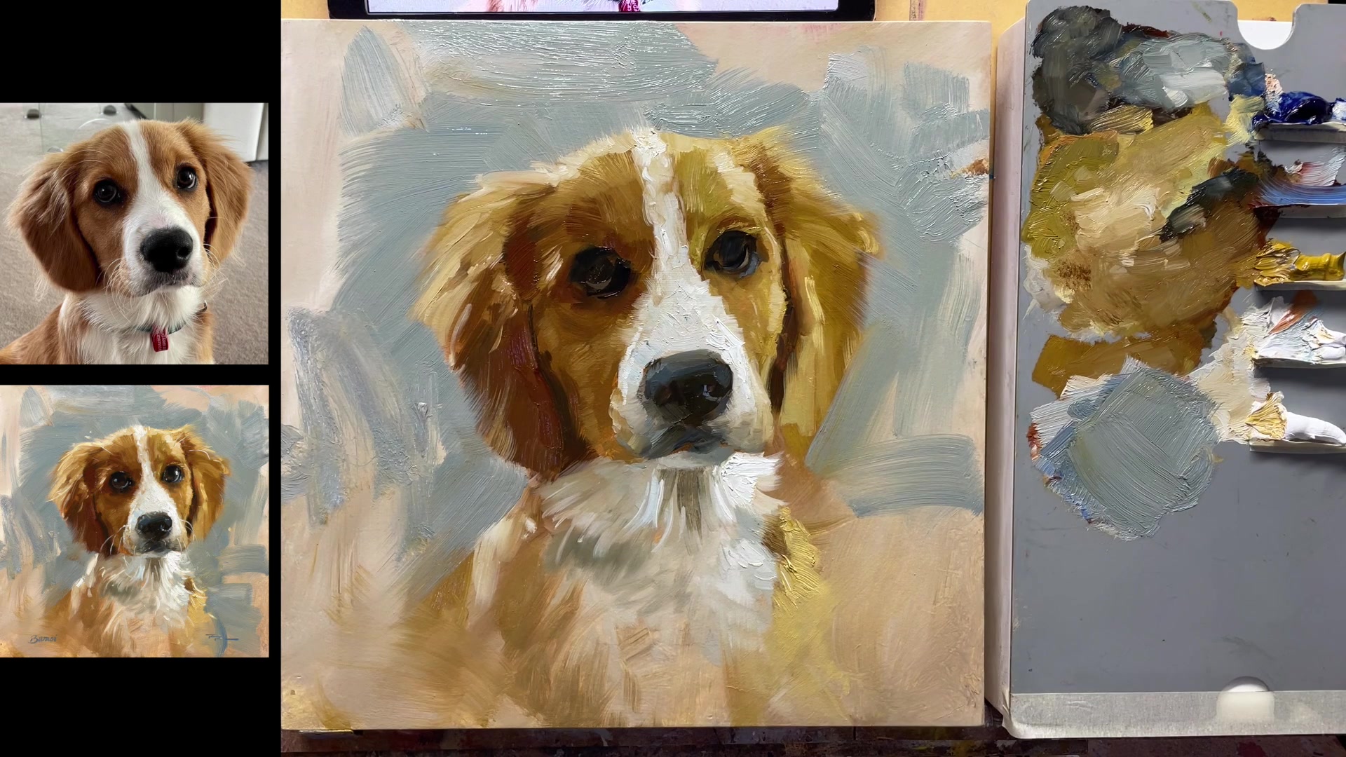 Step 18 — Detailing the Eyes and Nose (video frame from the lesson)