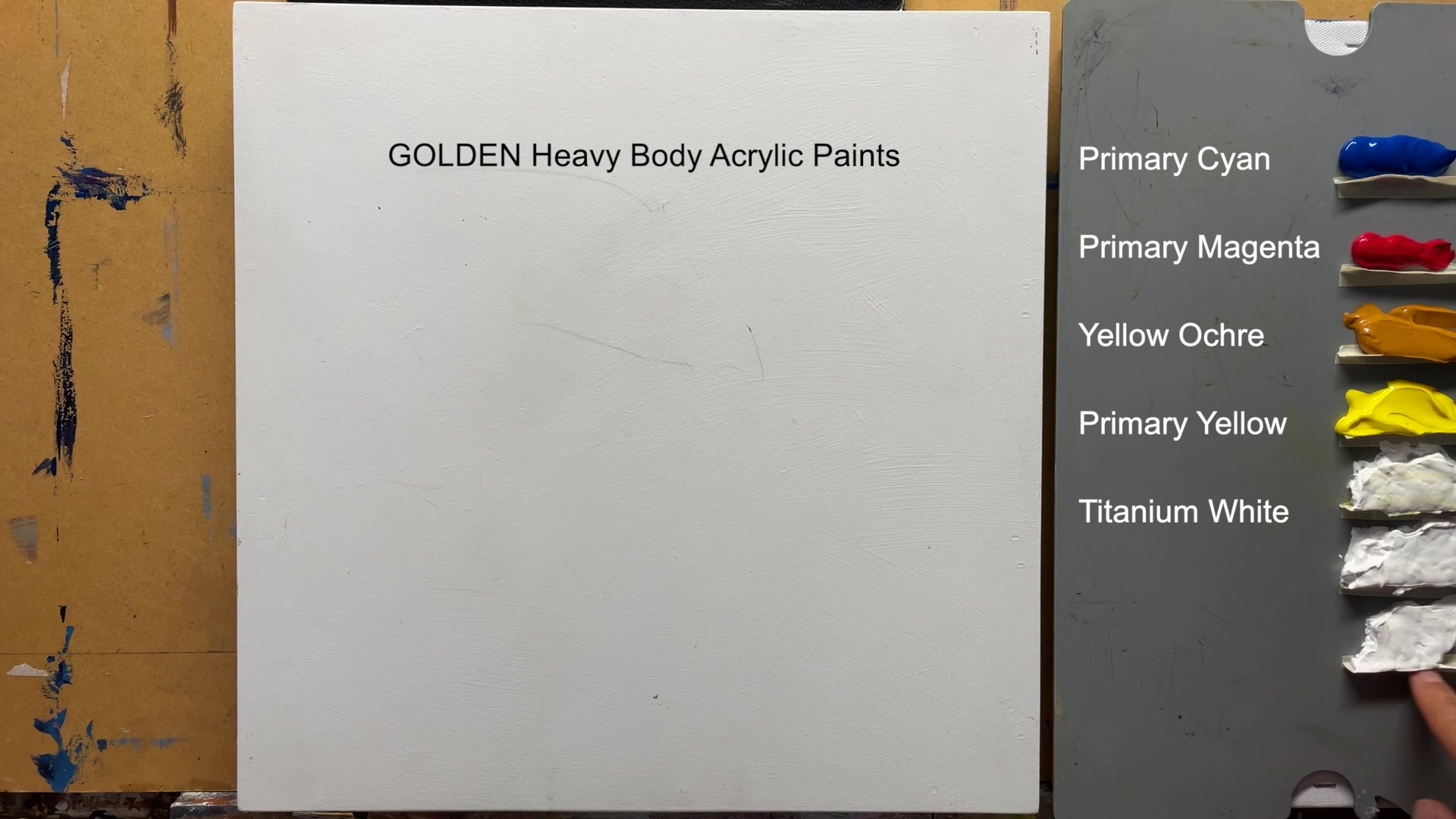 Step 1 — Colors and brushes (video frame from the lesson)