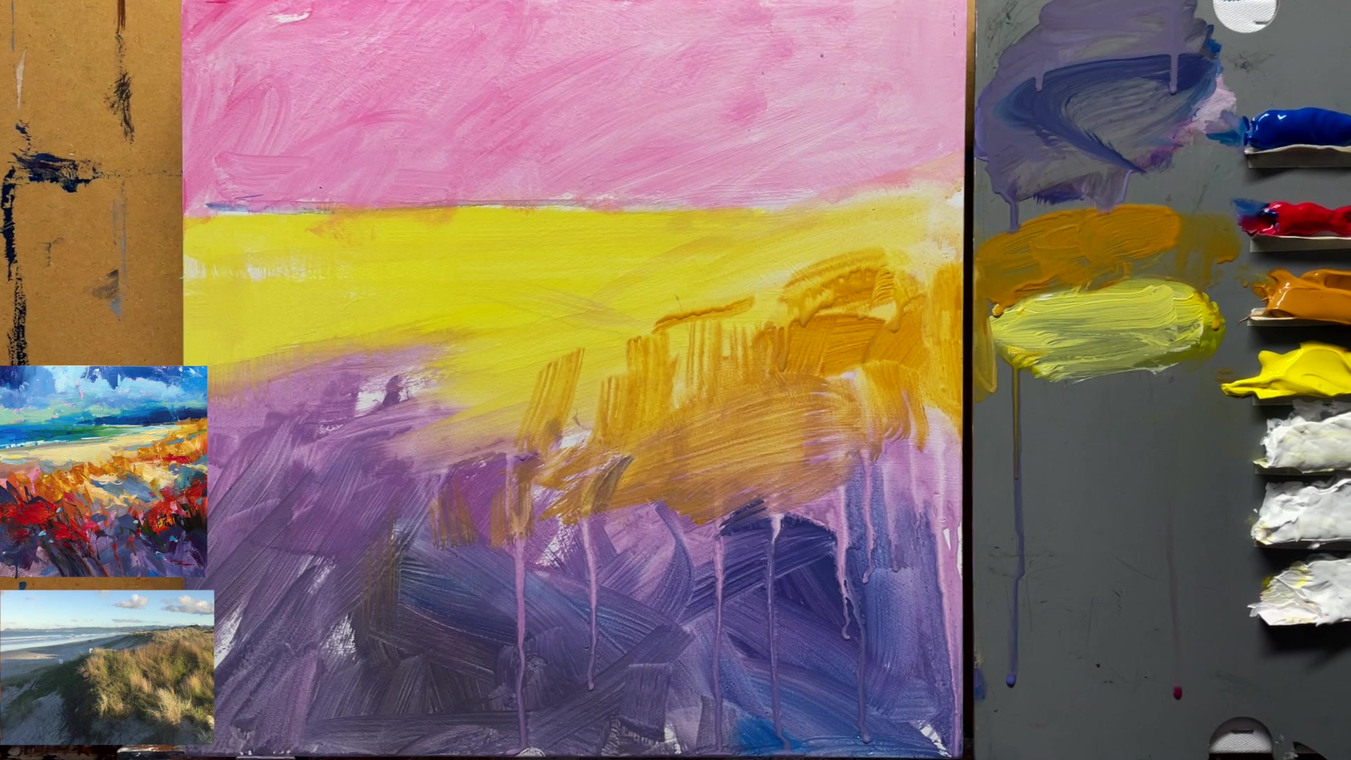 Step 5 — Sky painting techniques (video frame from the lesson)