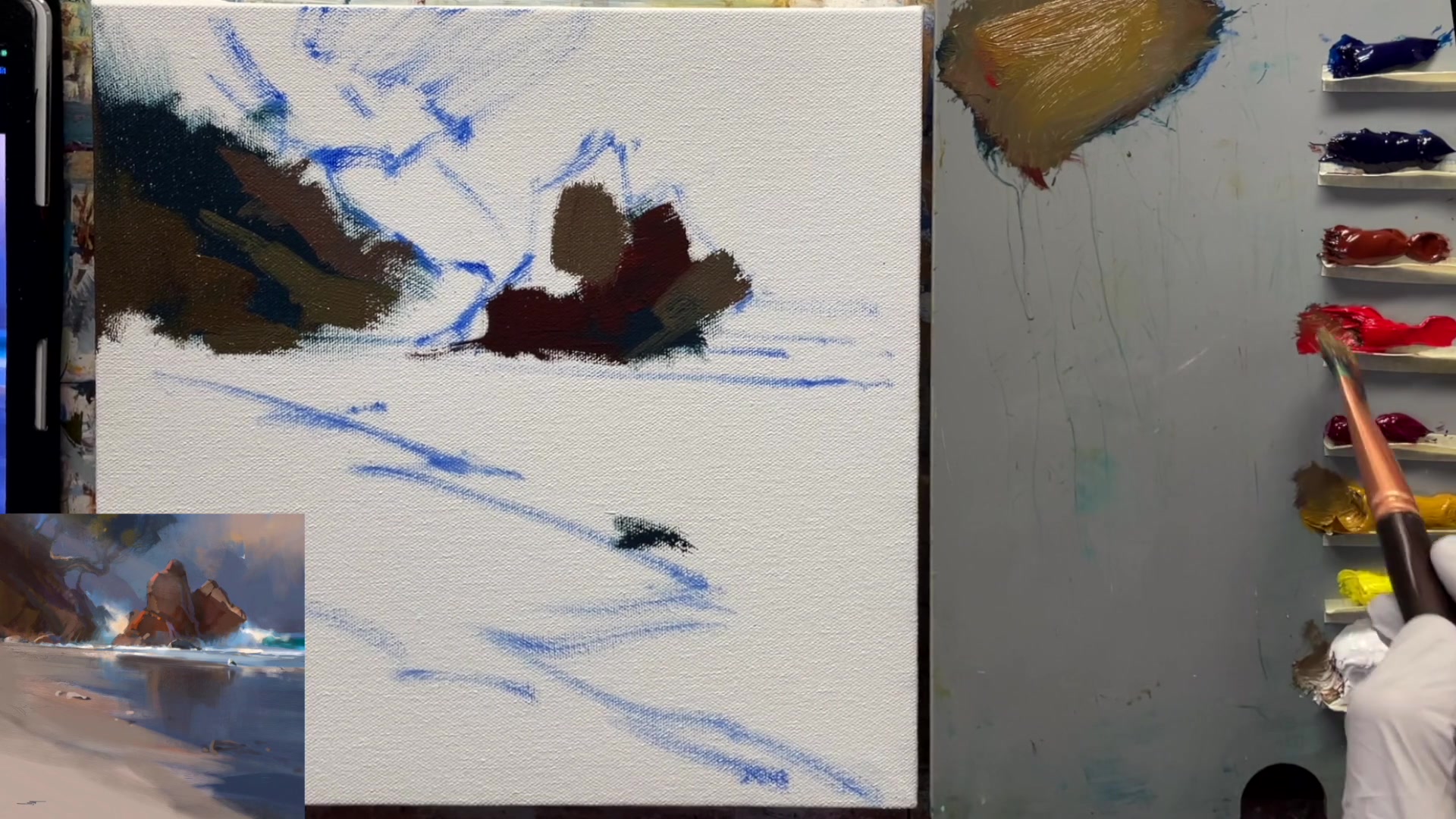 Step 9 — Painting Sunlight Beam (video frame from the lesson)