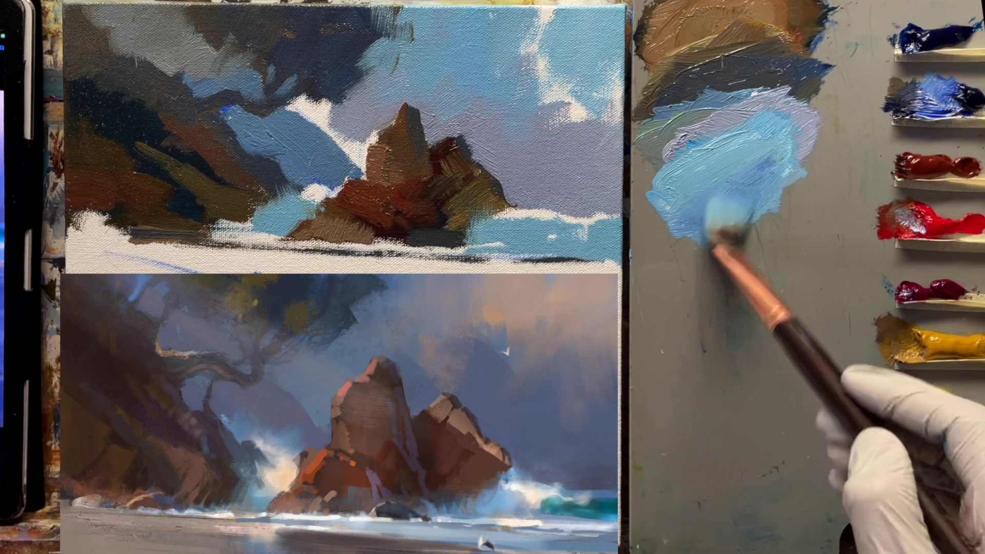 Step 12 — Water and Sand Reflections (video frame from the lesson)