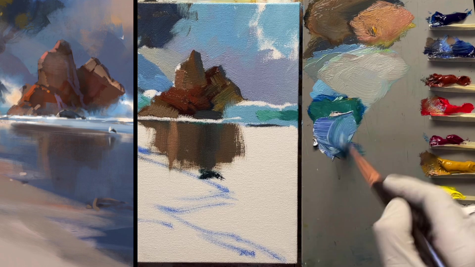 Step 13 — Wet Sand Reflection Technique (video frame from the lesson)