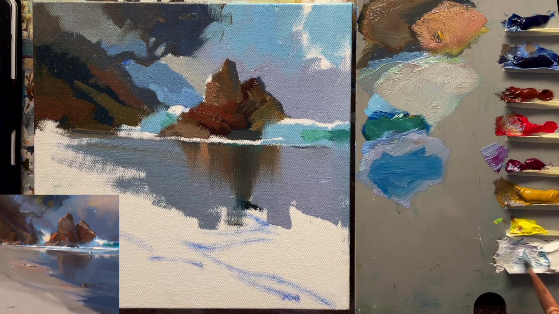 Step 14 — Layering Sand Colors (video frame from the lesson)