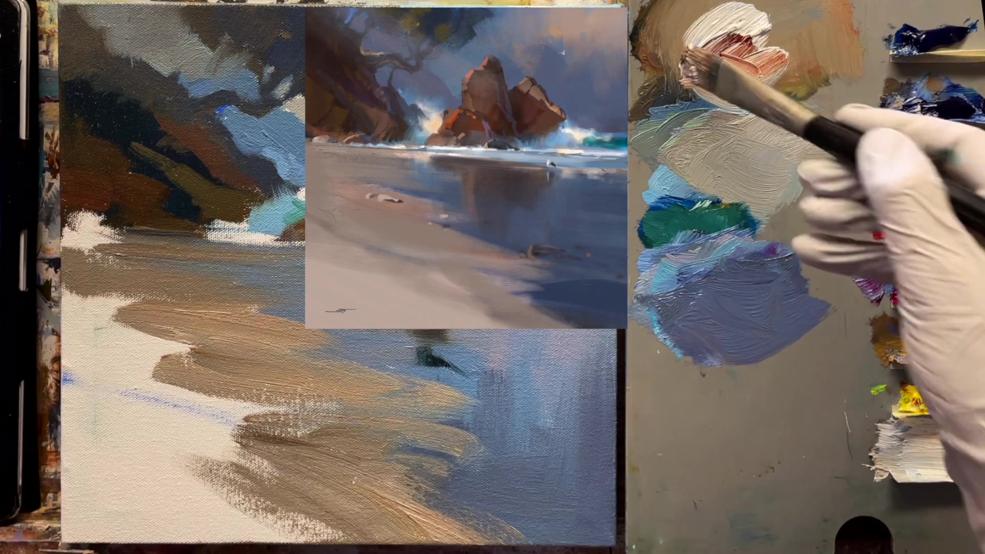 Step 15 — Mid Values and Light Preparation (video frame from the lesson)