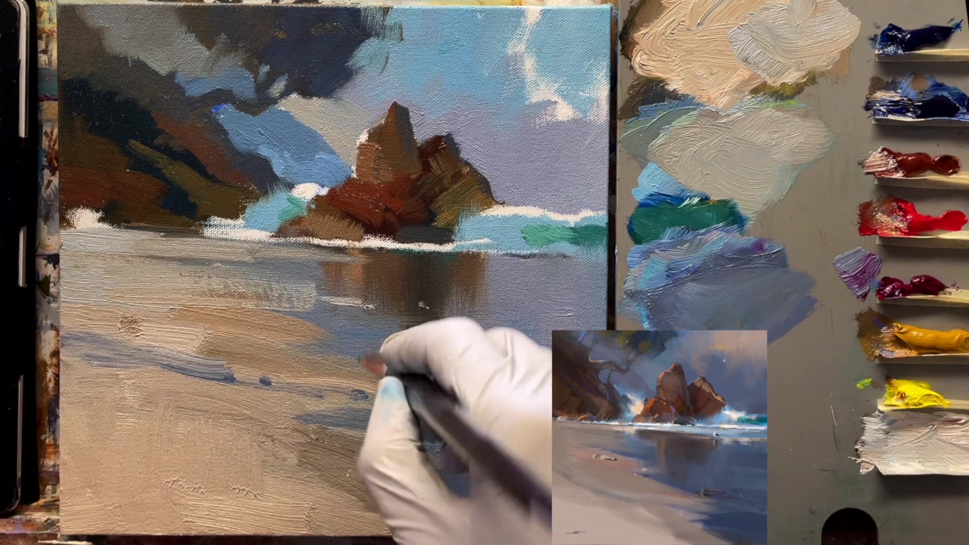 Step 16 — Sky Highlights (video frame from the lesson)