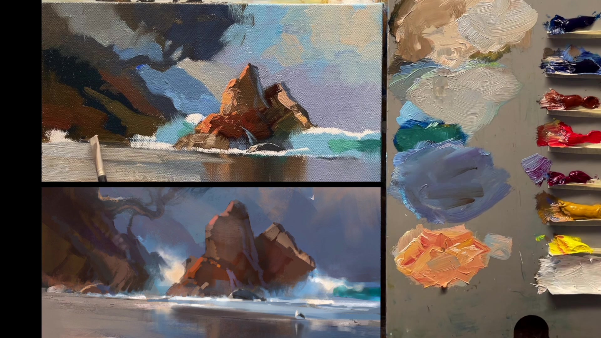 Step 19 — Wave and Foam Highlights (video frame from the lesson)