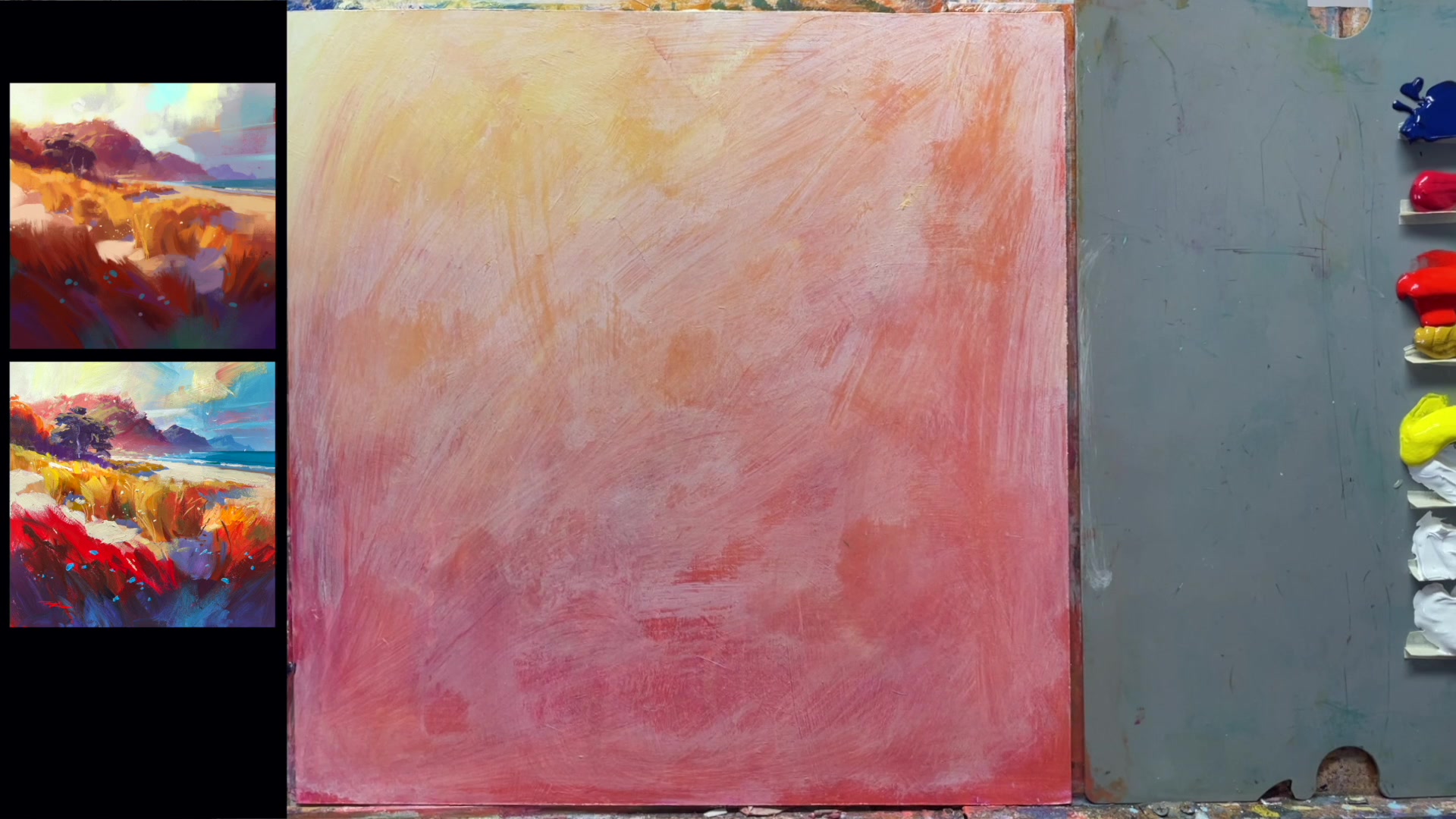 Step 5 — Painting the Sky (video frame from the lesson)