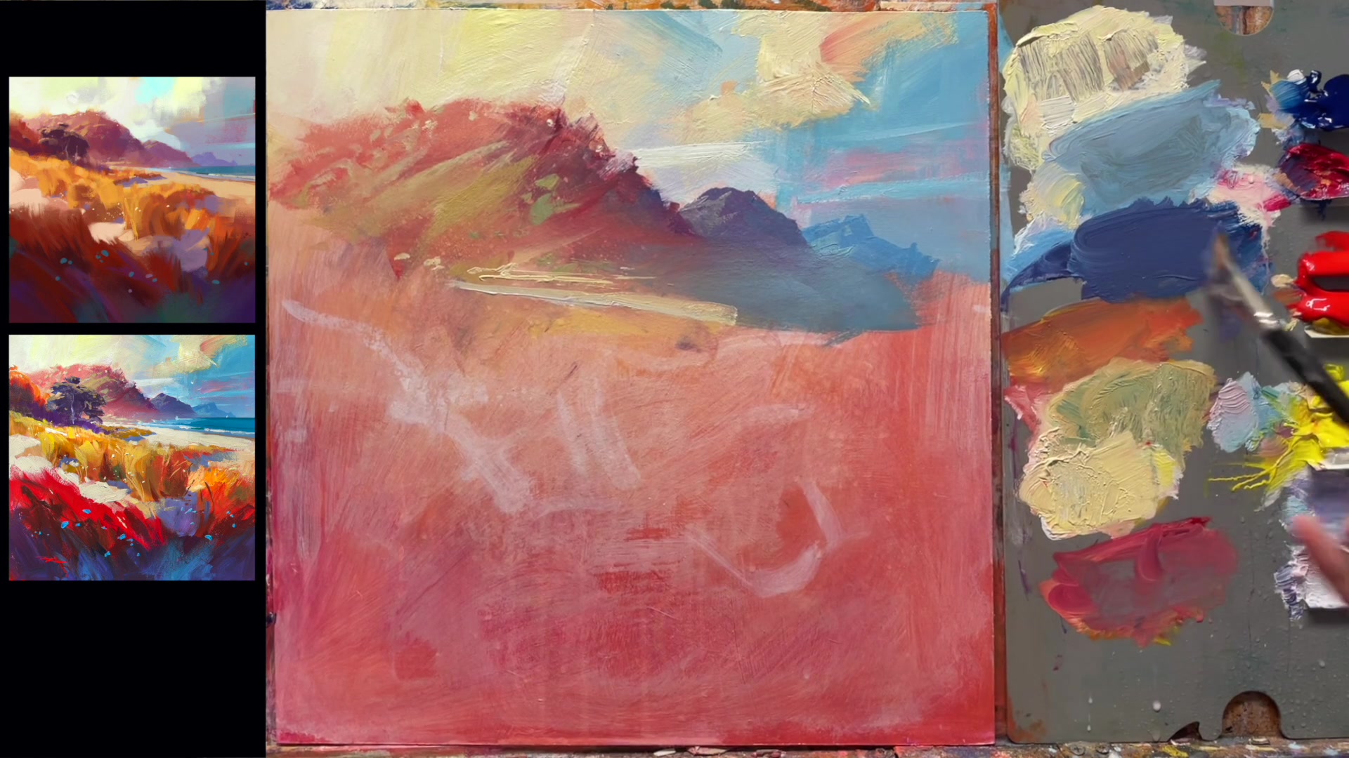 Step 8 — Foreground Hill and Foliage (video frame from the lesson)