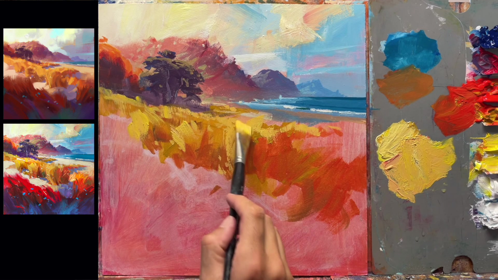 Step 12 — Adding Color Variation to Grasses (video frame from the lesson)