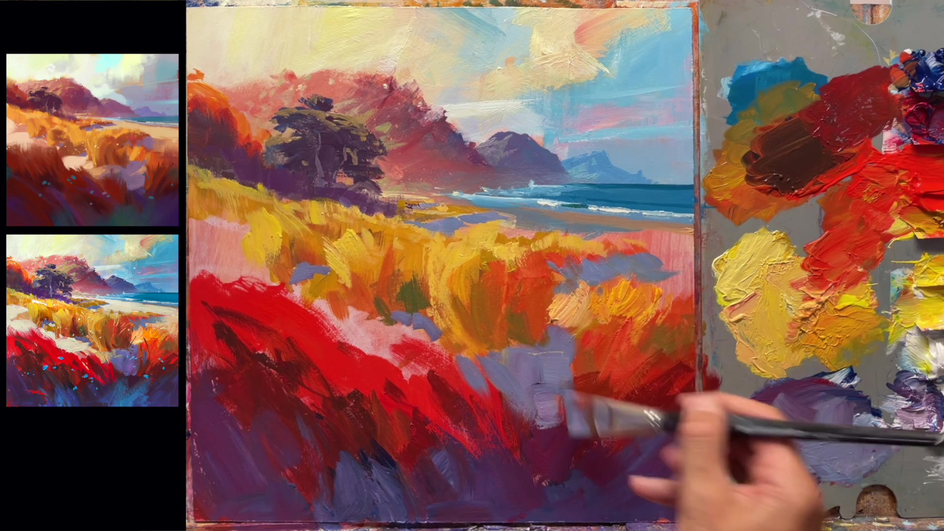 Step 14 — Painting the Sand (video frame from the lesson)