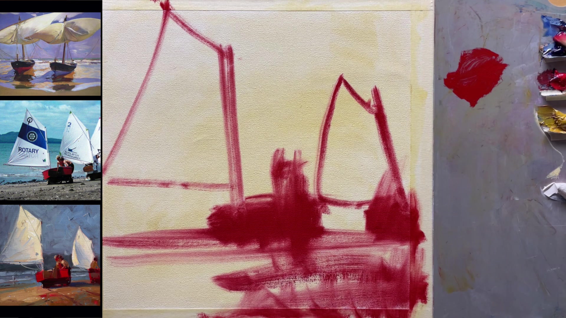 Step 9 — Blocking in Main Shapes (video frame from the lesson)