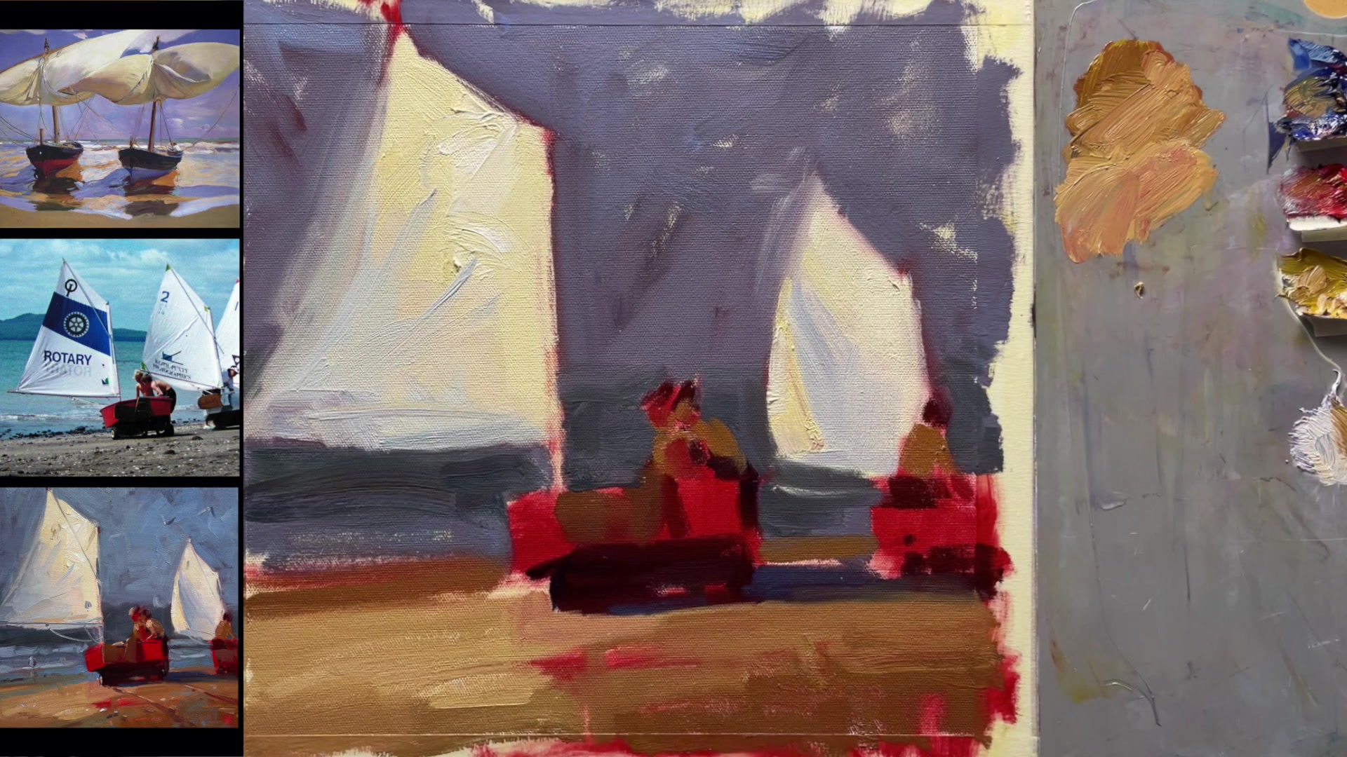 Step 13 — Sky and Clouds (video frame from the lesson)