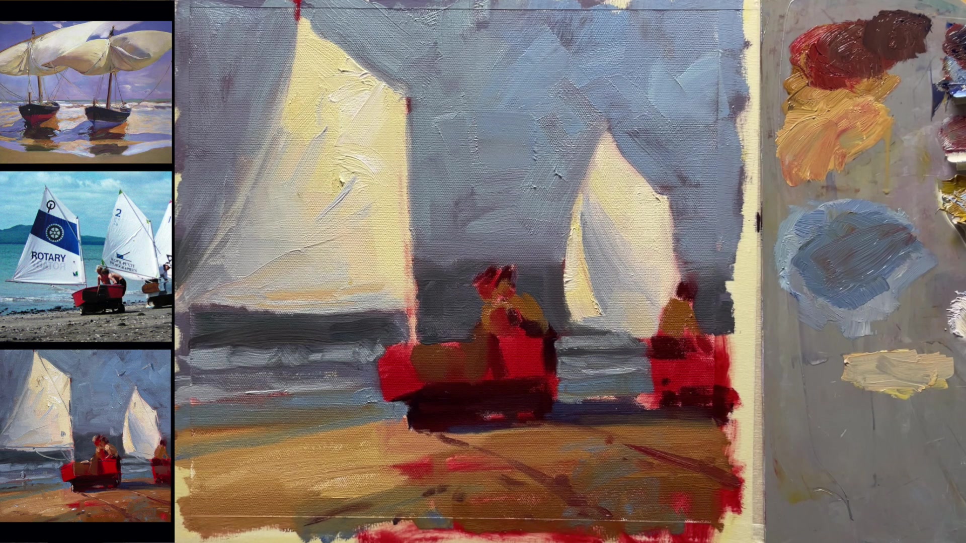 Step 15 — Adding Figures and Seagulls (video frame from the lesson)