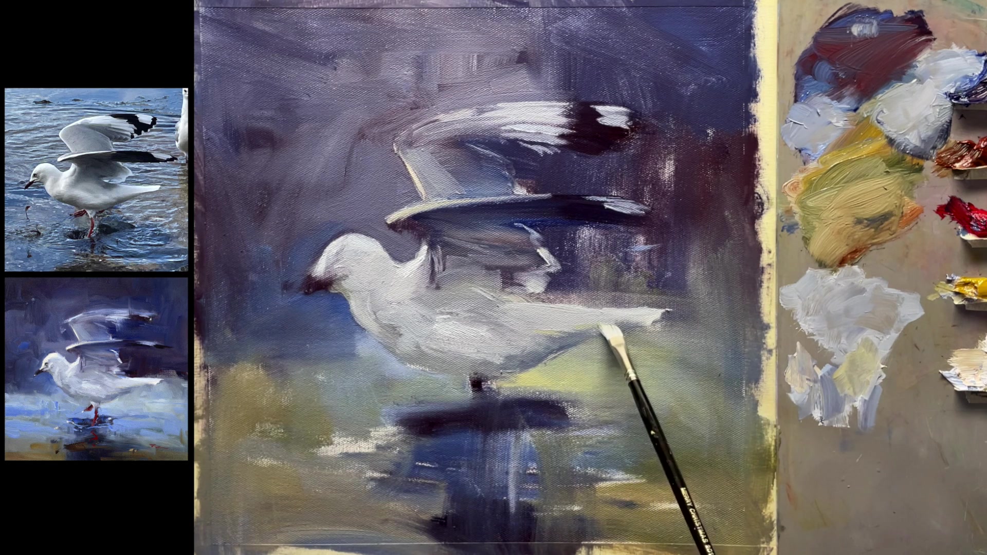 Step 18 — Light and Shadow on Feathers (video frame from the lesson)
