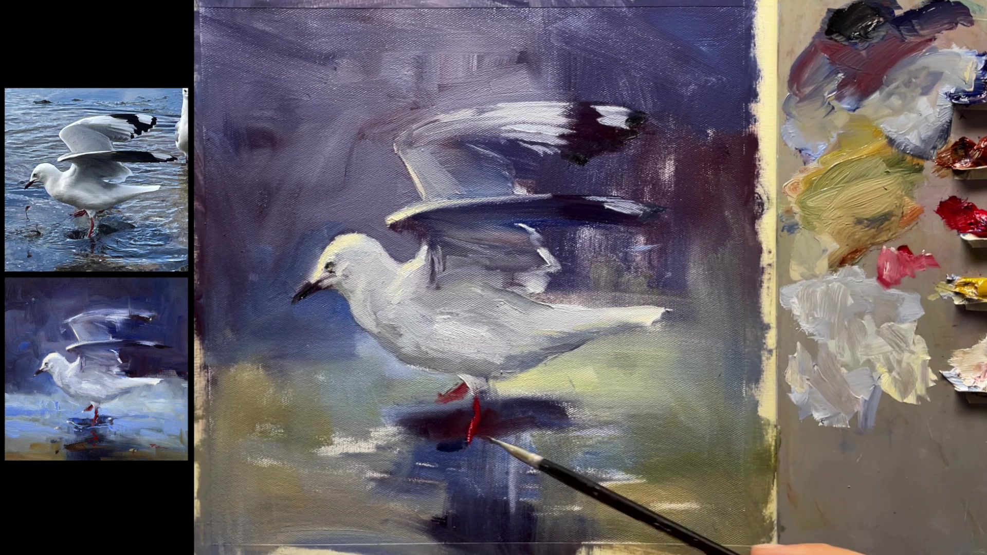 Step 22 — Foreground Water Details (video frame from the lesson)