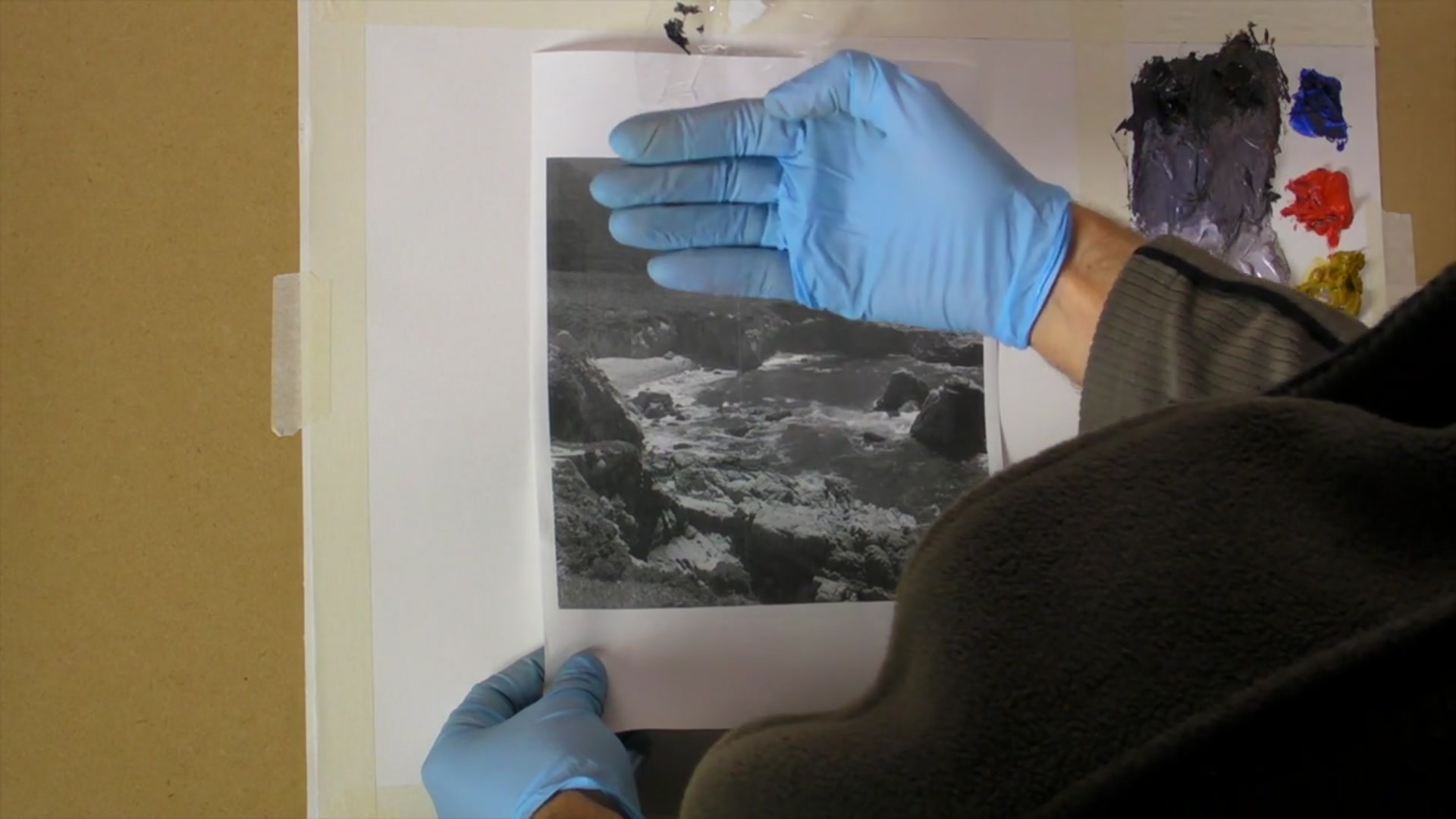 Step 3 — Sketching major shapes (video frame from the lesson)