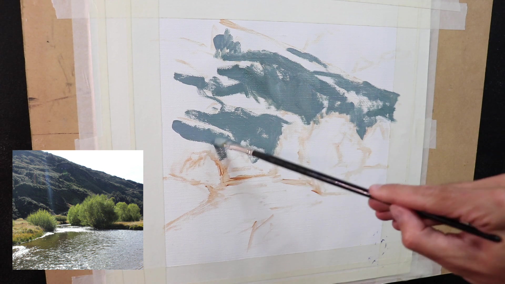 Step 5 — Value Scale and Foreground (video frame from the lesson)
