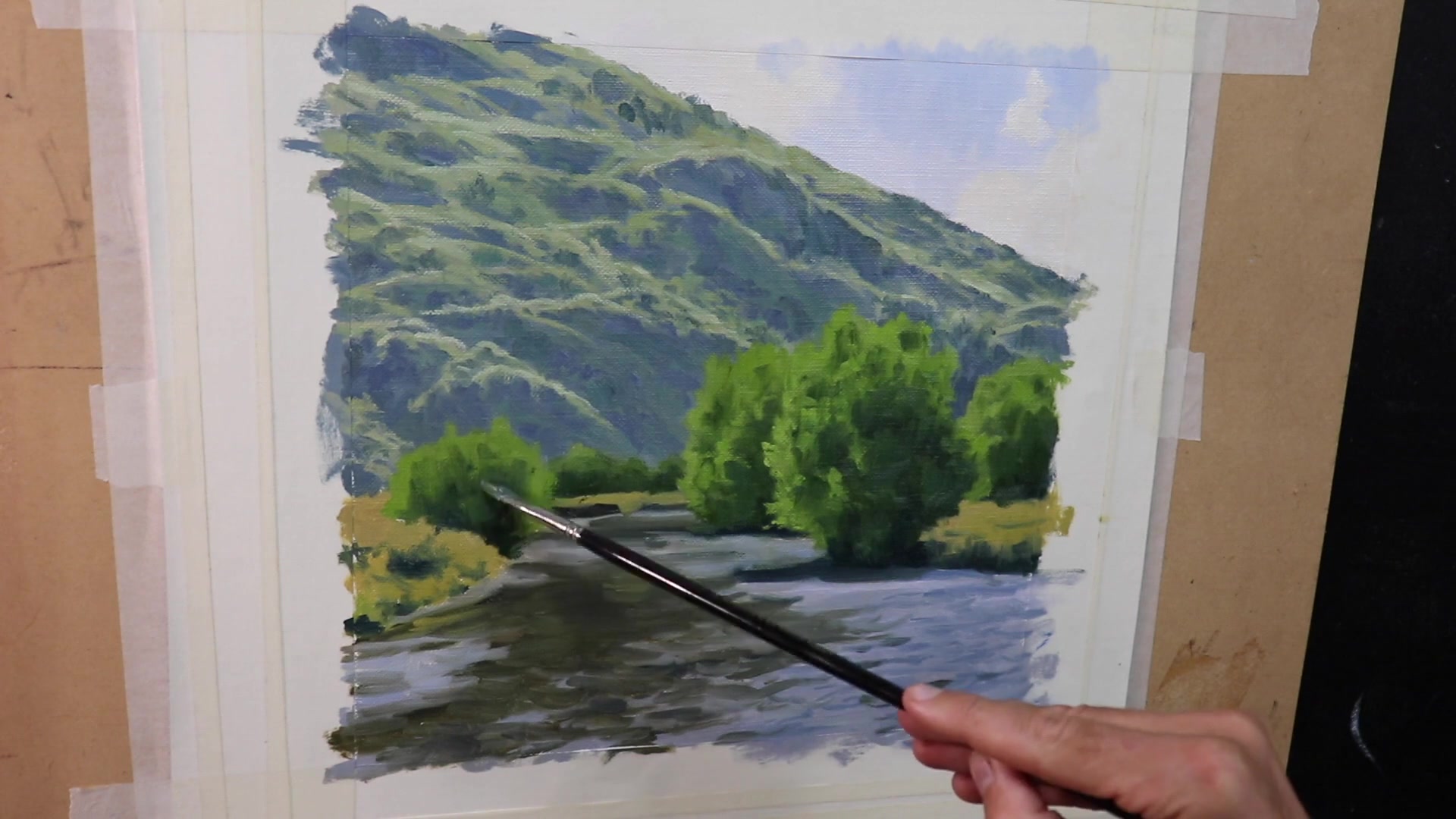Step 26 — Detailing River and Reflections (video frame from the lesson)