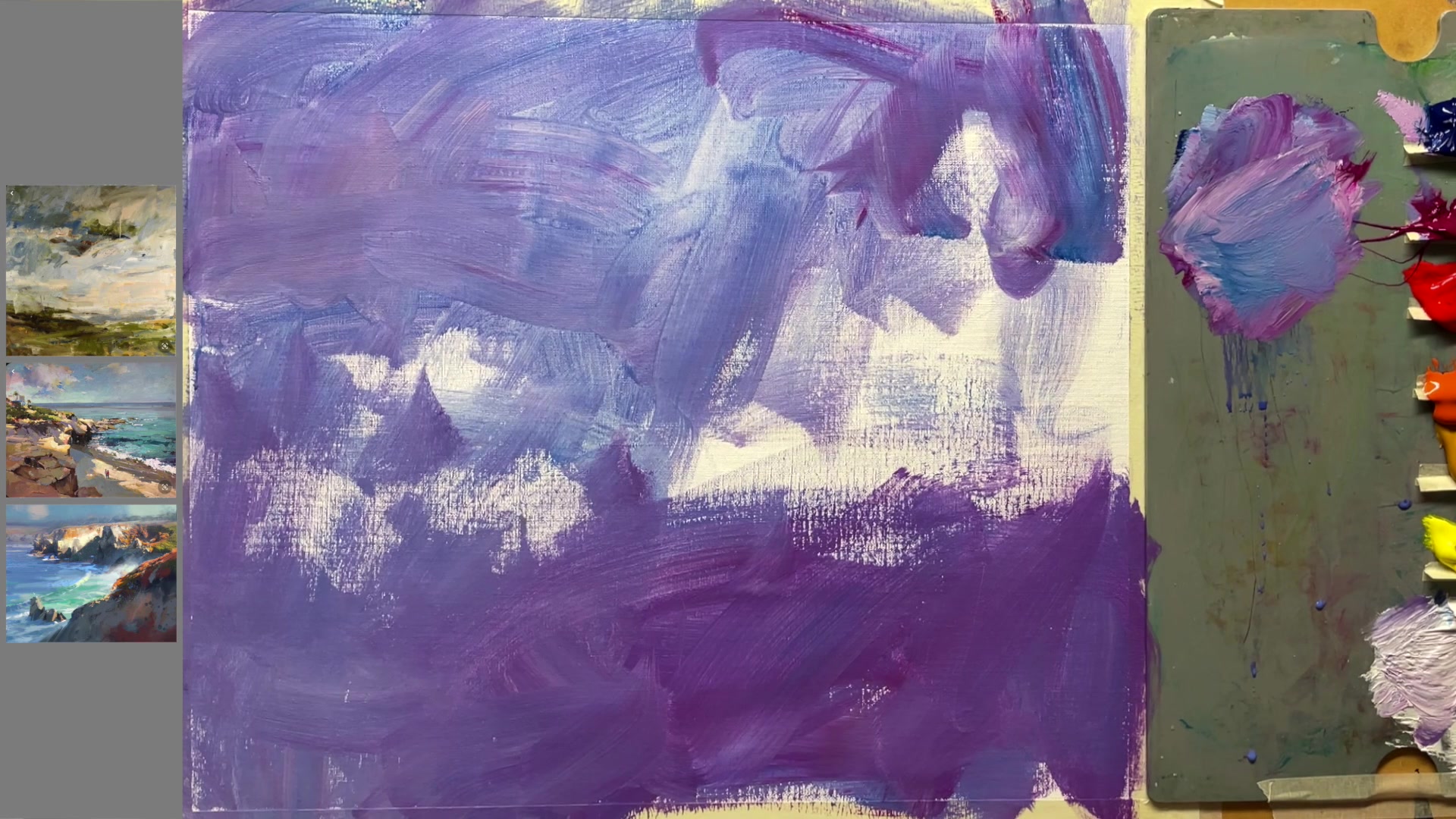 Step 5 — Blocking in Colors (video frame from the lesson)