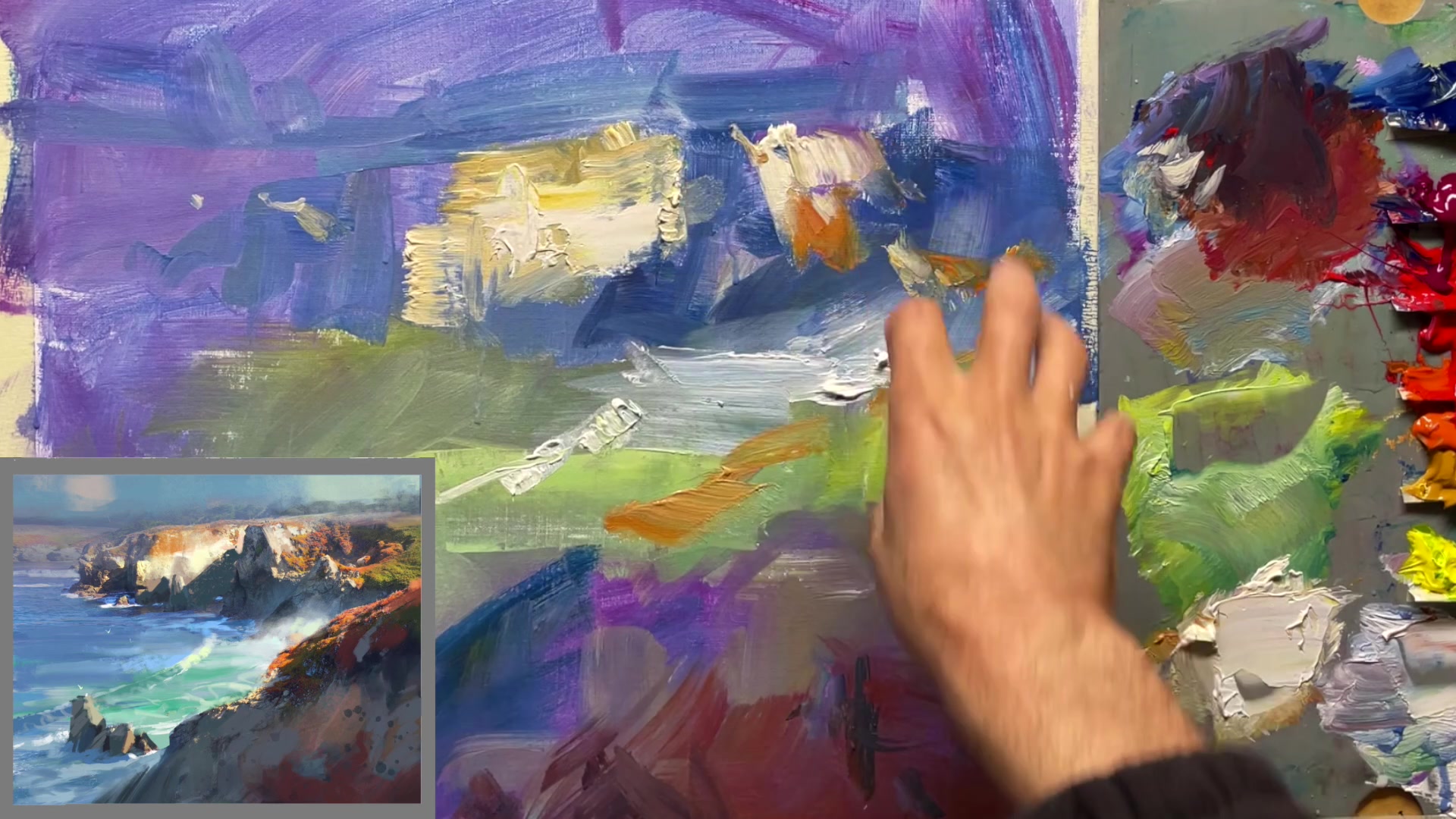 Step 14 — Using White in Acrylics (video frame from the lesson)