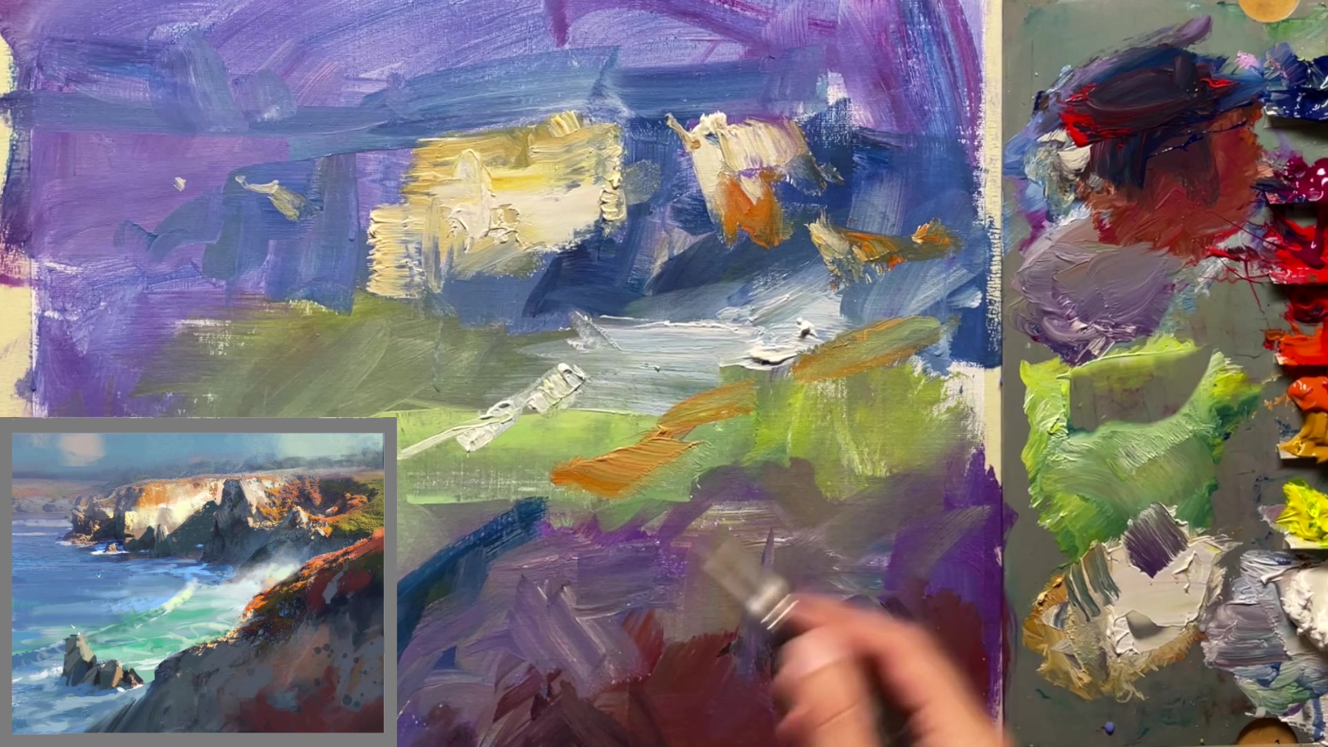 Step 15 — Dark Accents and Brushwork (video frame from the lesson)