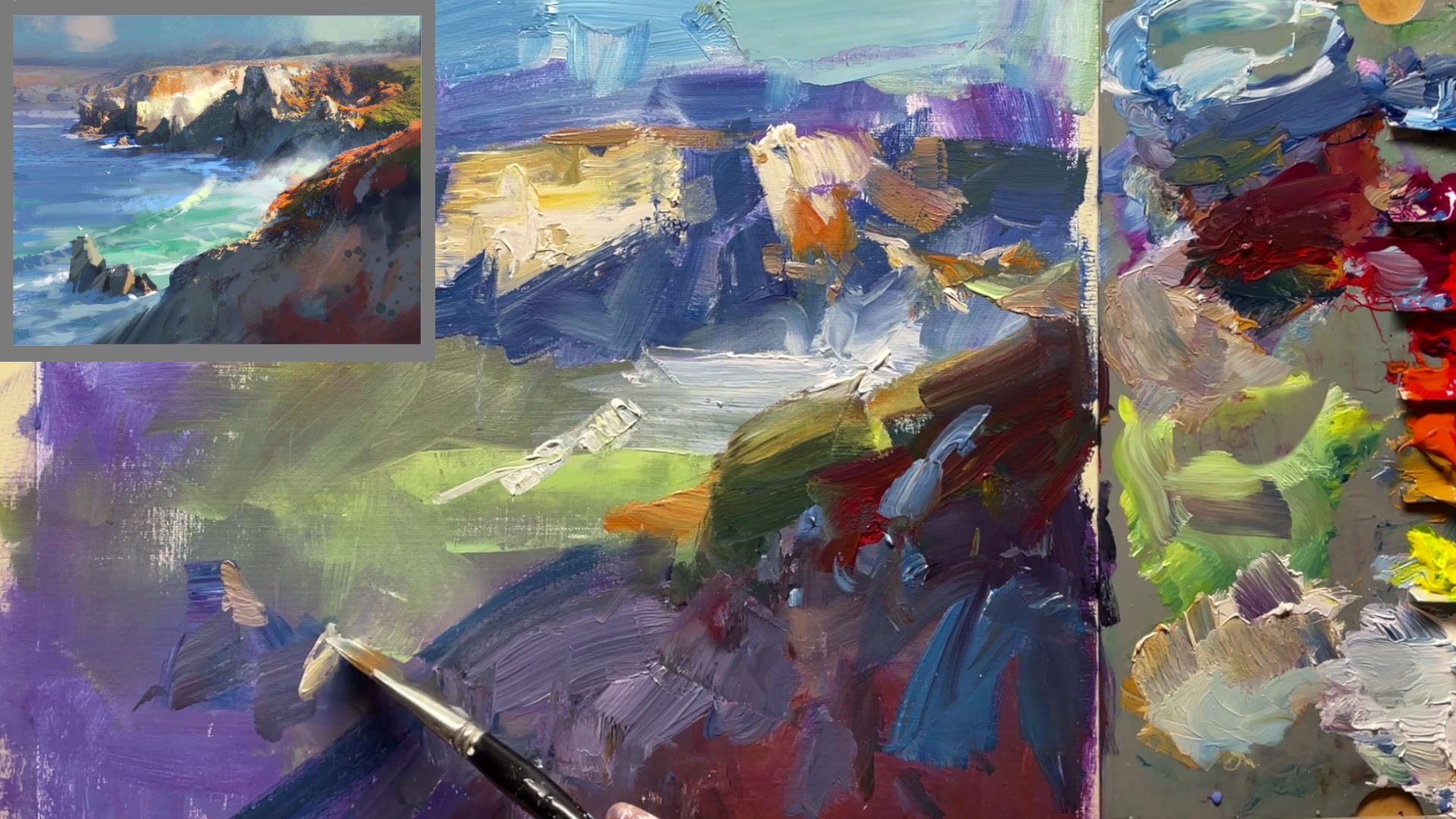 Step 25 — Ocean Painting Techniques (video frame from the lesson)