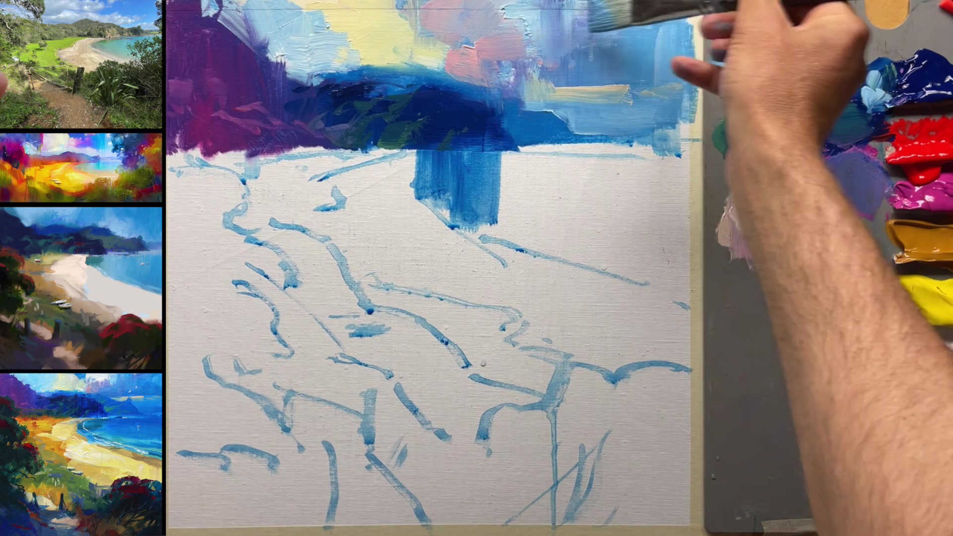 Step 10 — Detailing the Horizon and Water (video frame from the lesson)