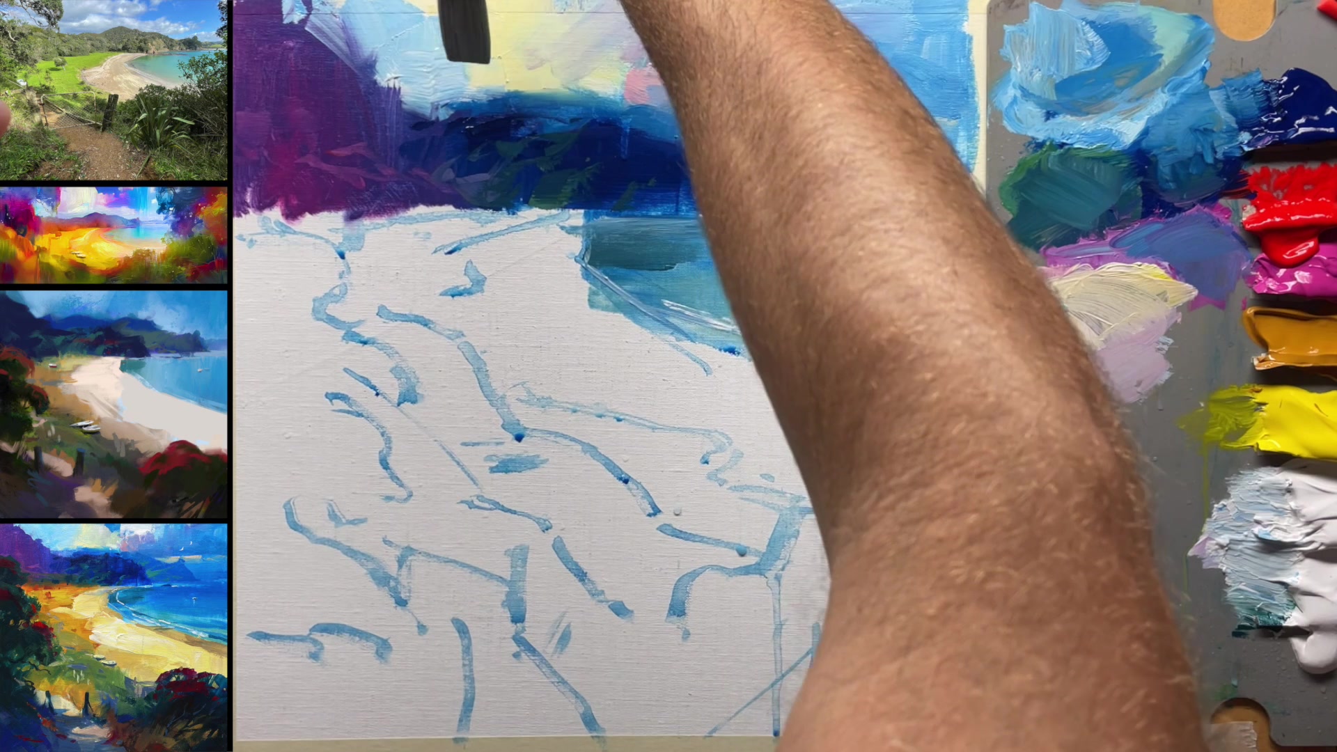 Step 12 — Color and Texture in the Foreground (video frame from the lesson)