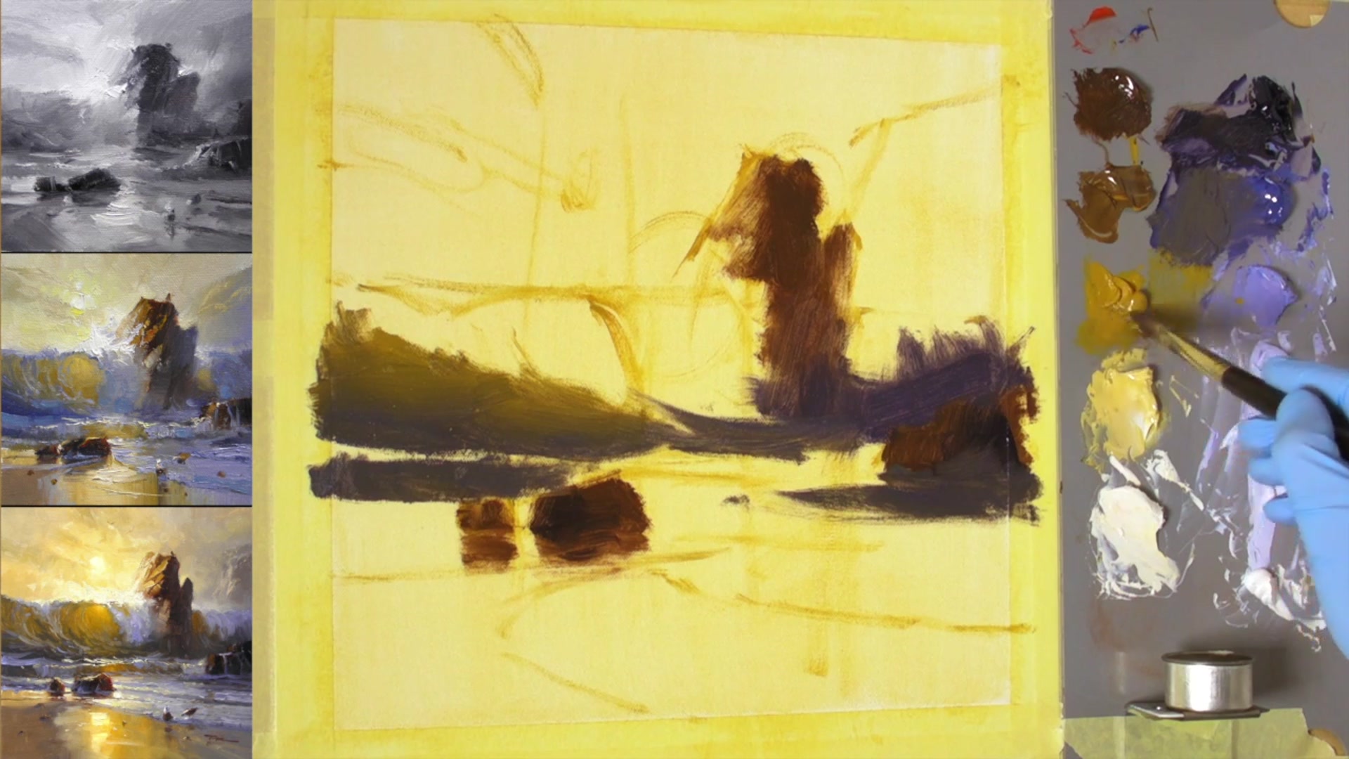 Step 10 — Building the Wave and Foam (video frame from the lesson)
