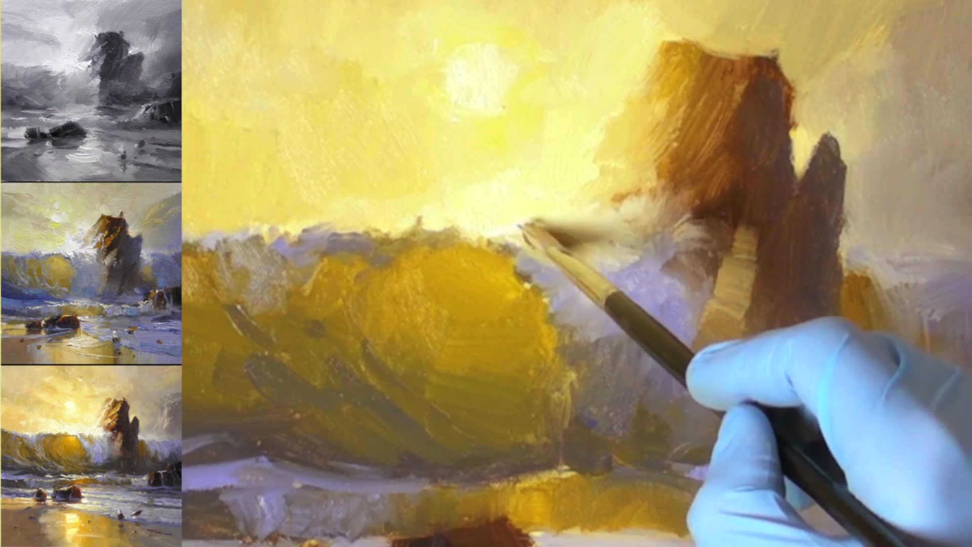 Step 17 — Adding Texture and Highlights (video frame from the lesson)