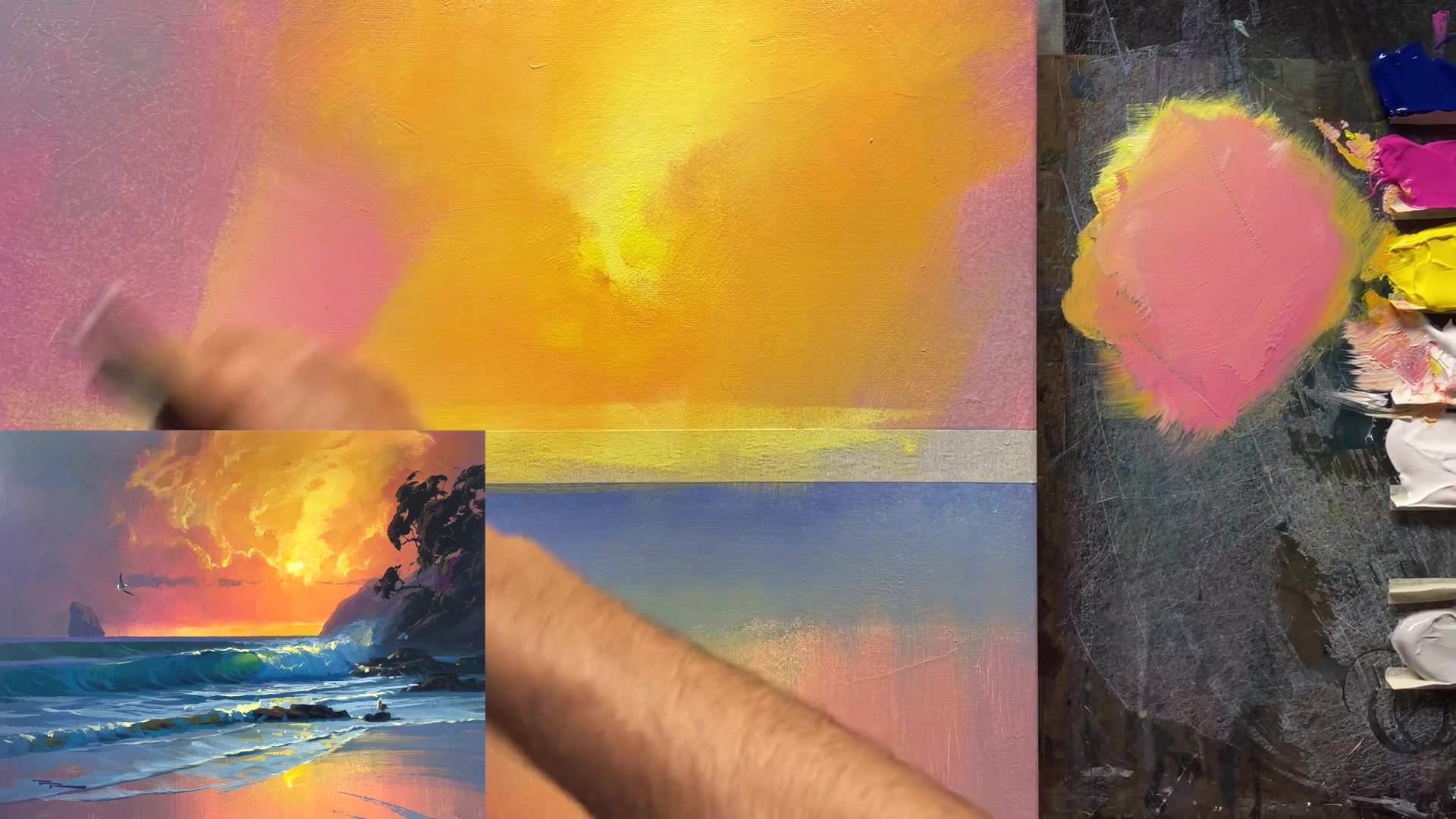 Step 7 — Creating Cloud Textures (video frame from the lesson)