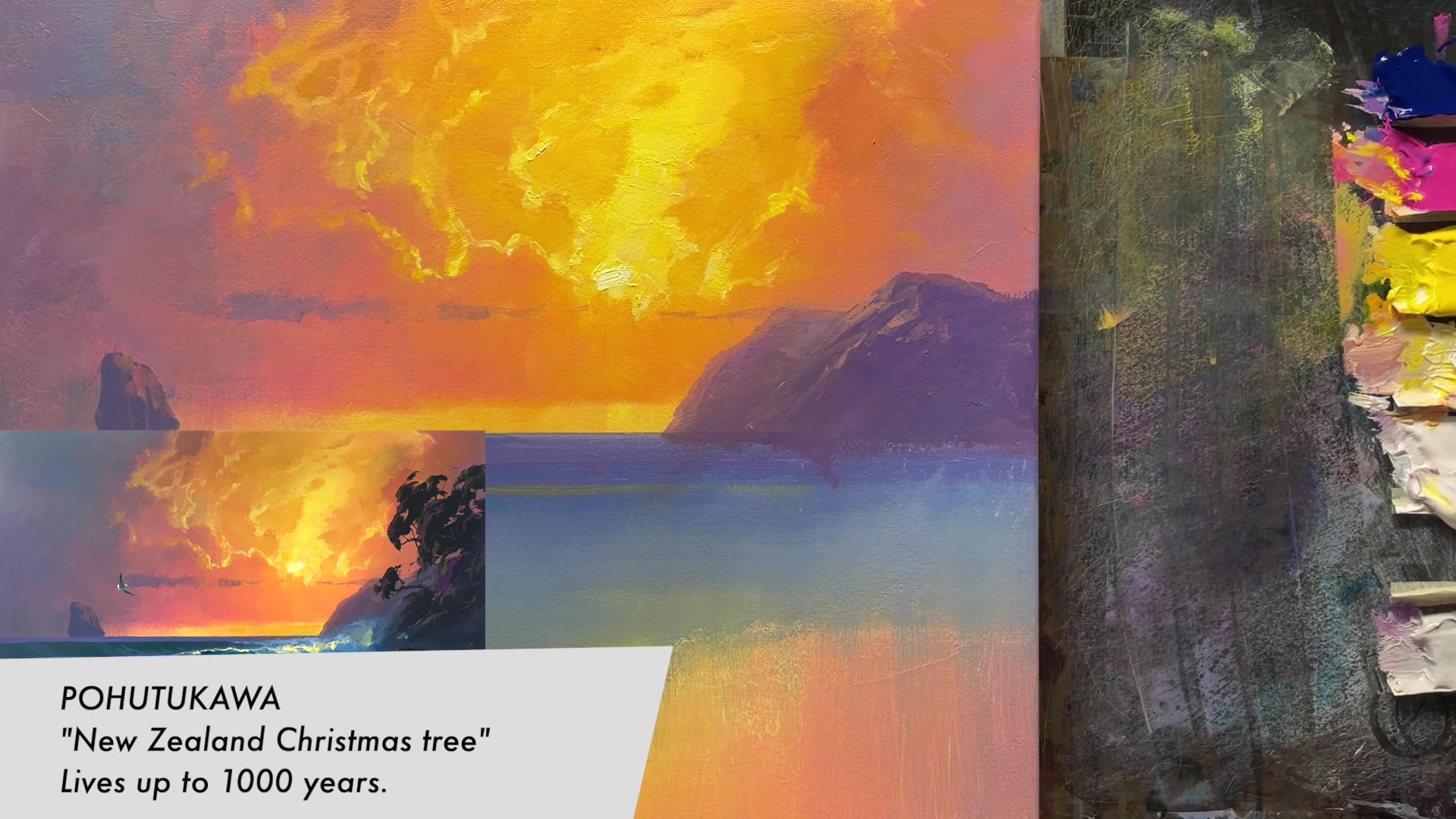 Step 13 — Painting Rocks and Trees (video frame from the lesson)