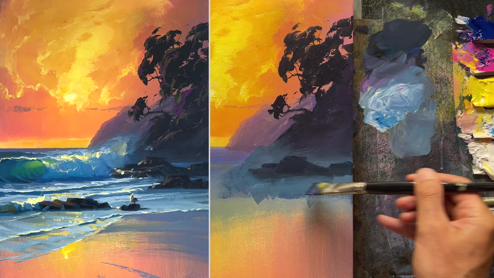 Step 15 — Layering Rocks and Water (video frame from the lesson)