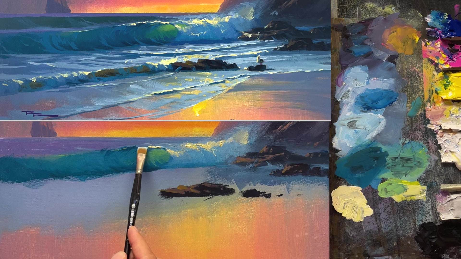 Step 18 — Highlighting Rocks and Foam (video frame from the lesson)