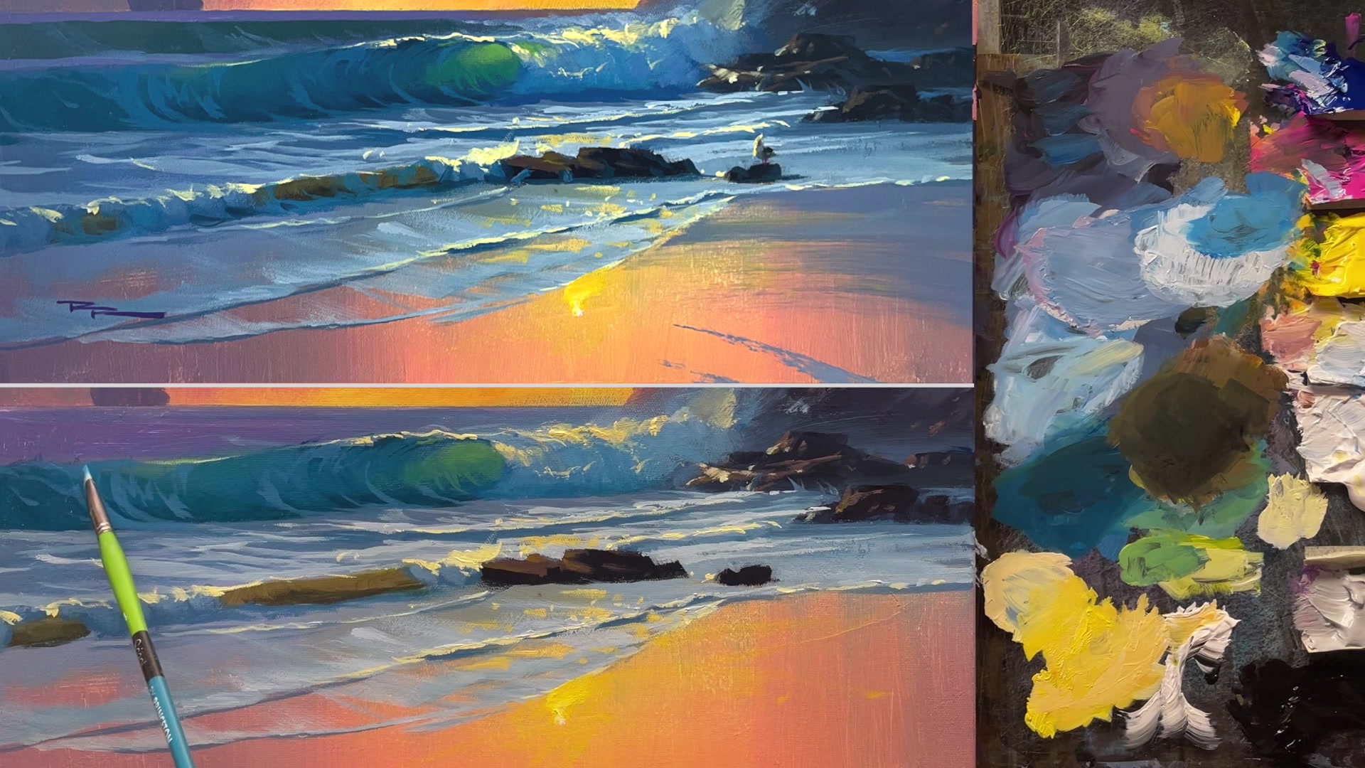 Step 25 — Using Brushes for Detail (video frame from the lesson)