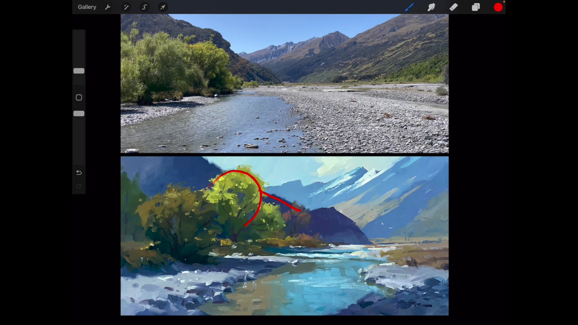 Step 2 — Cropping and Composition (video frame from the lesson)