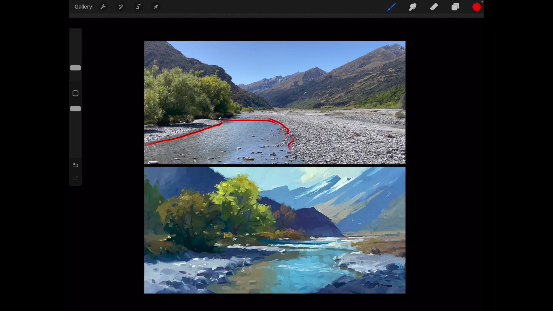 Step 3 — Light and Shadow Adjustments (video frame from the lesson)