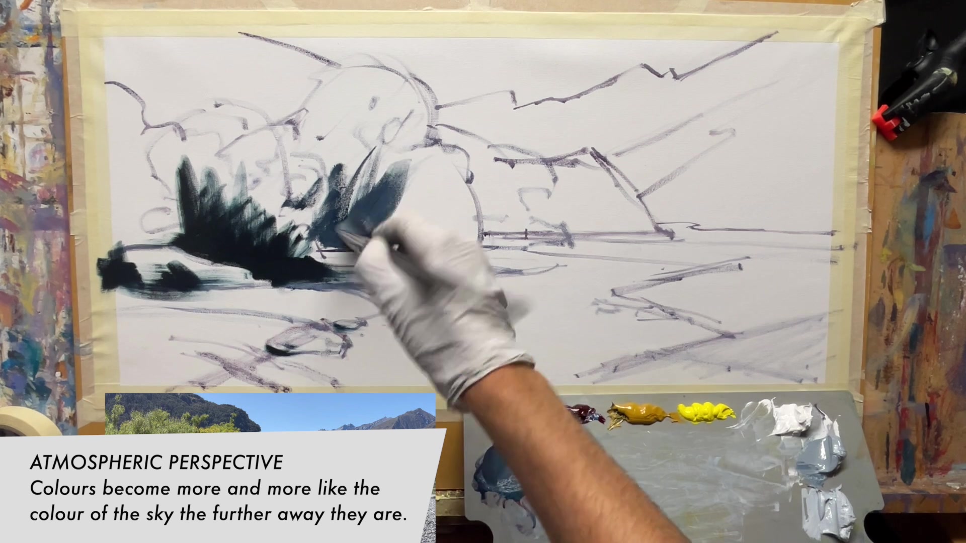 Step 10 — Creating Depth with Color (video frame from the lesson)