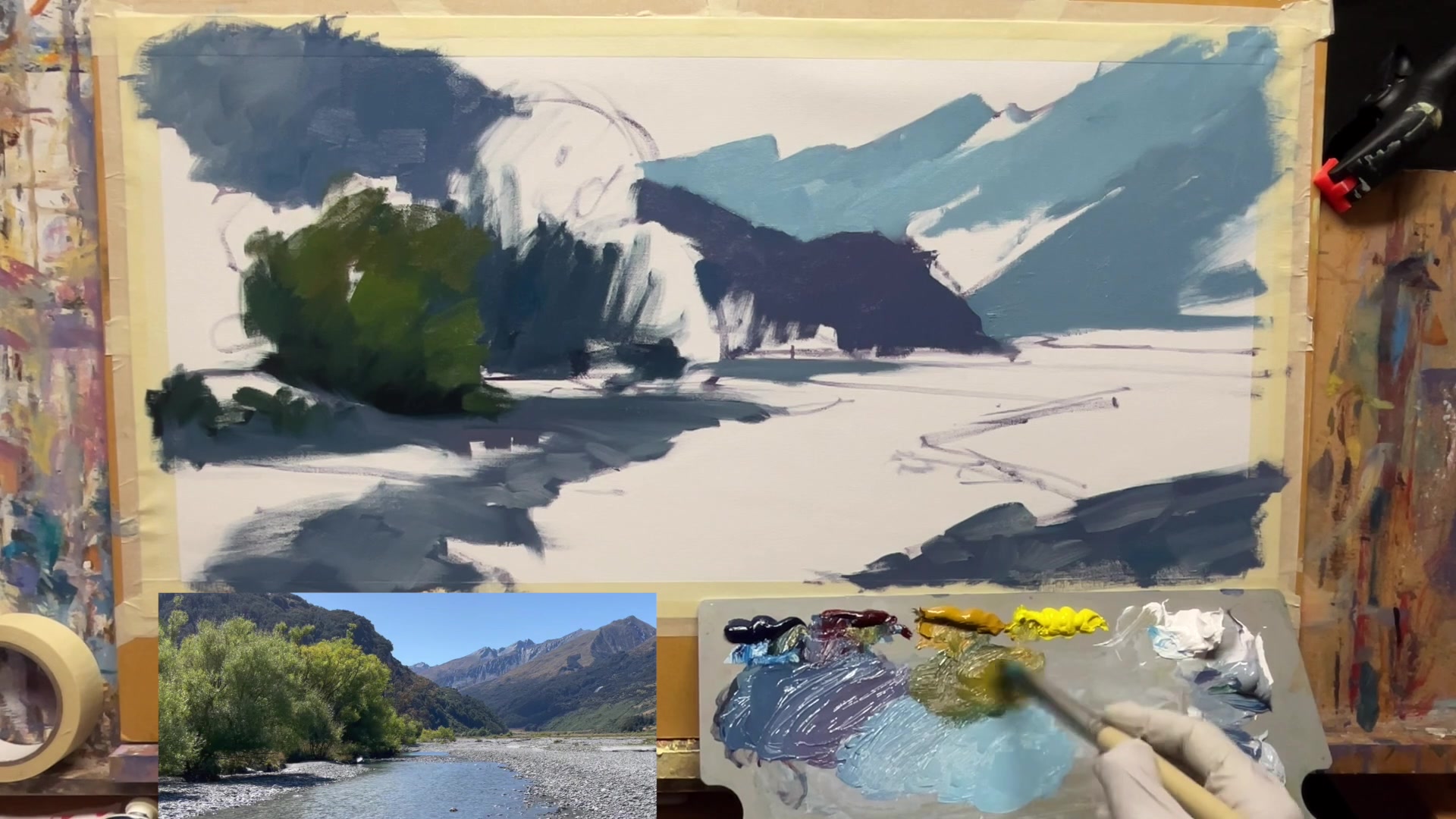 Step 18 — Painting Grasses and Trees (video frame from the lesson)