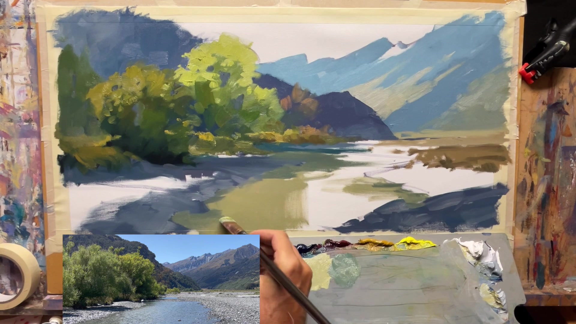 Step 24 — Water Reflections and Highlights (video frame from the lesson)