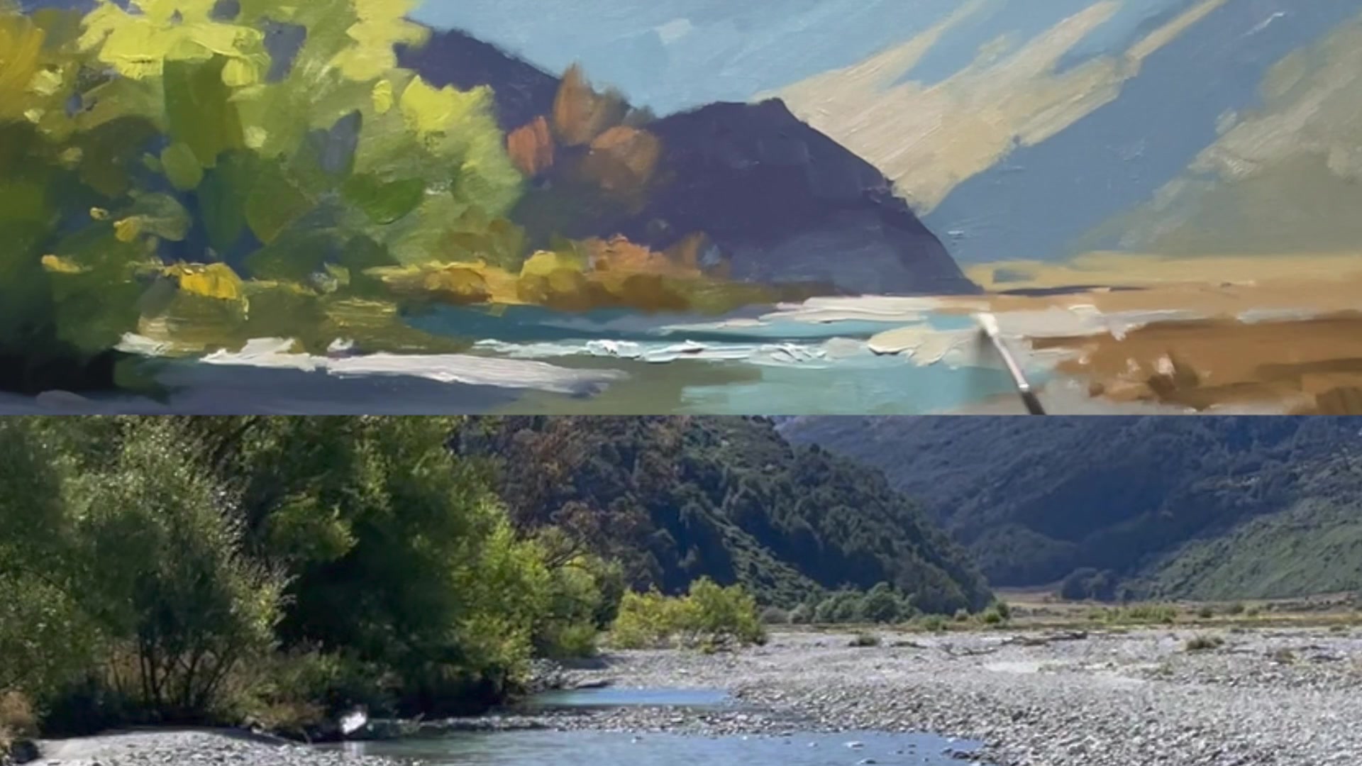 Step 27 — Underwater Rocks and Sky (video frame from the lesson)