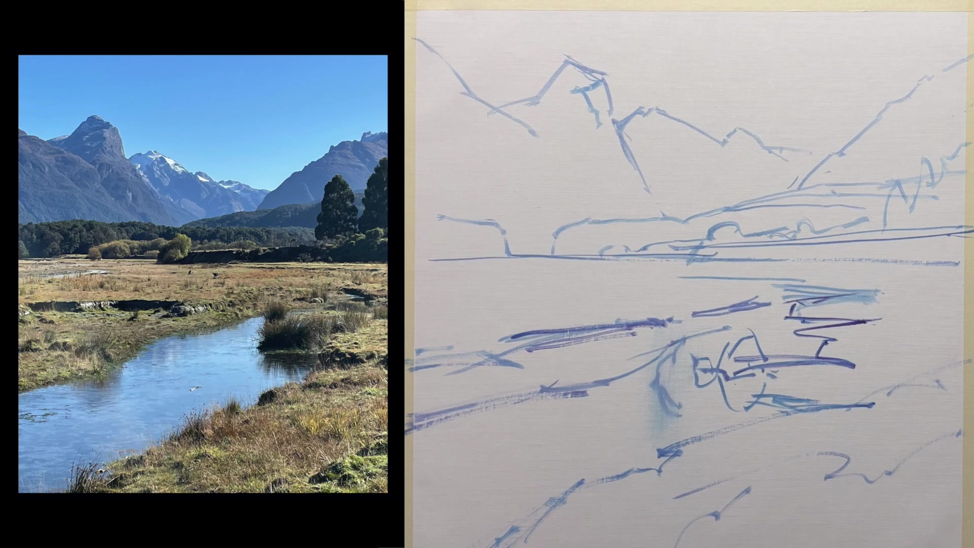 Step 6 — Painting the Mist (video frame from the lesson)