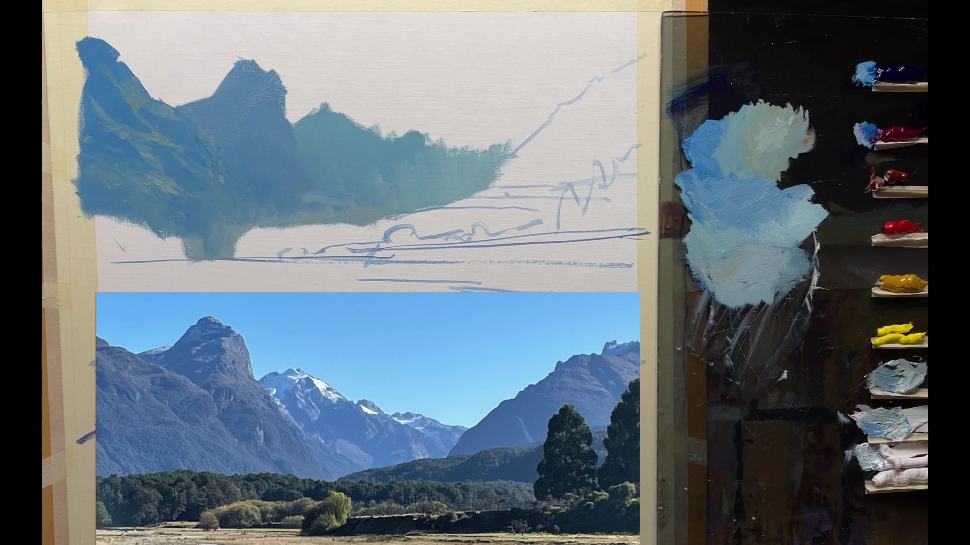 Step 10 — Color Variety and Atmospheric Perspective (video frame from the lesson)
