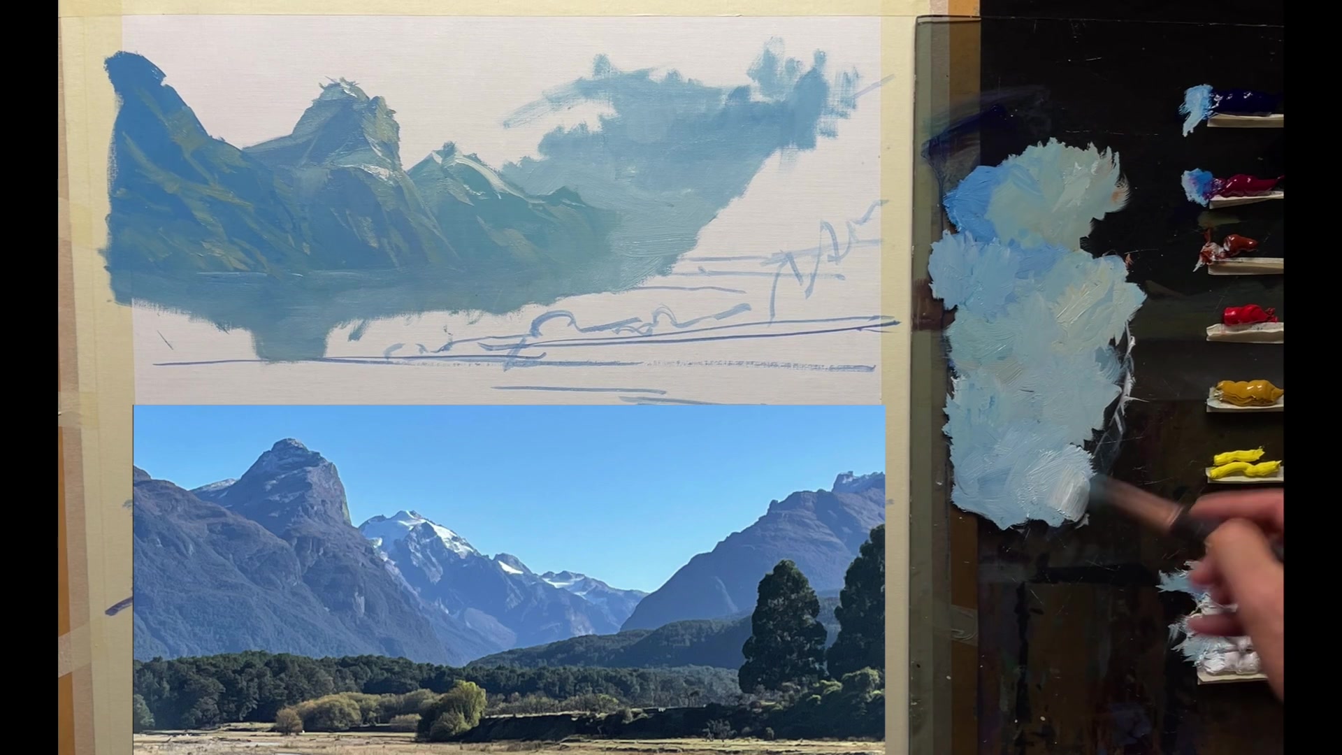Step 13 — Adding Clouds and Sky Details (video frame from the lesson)