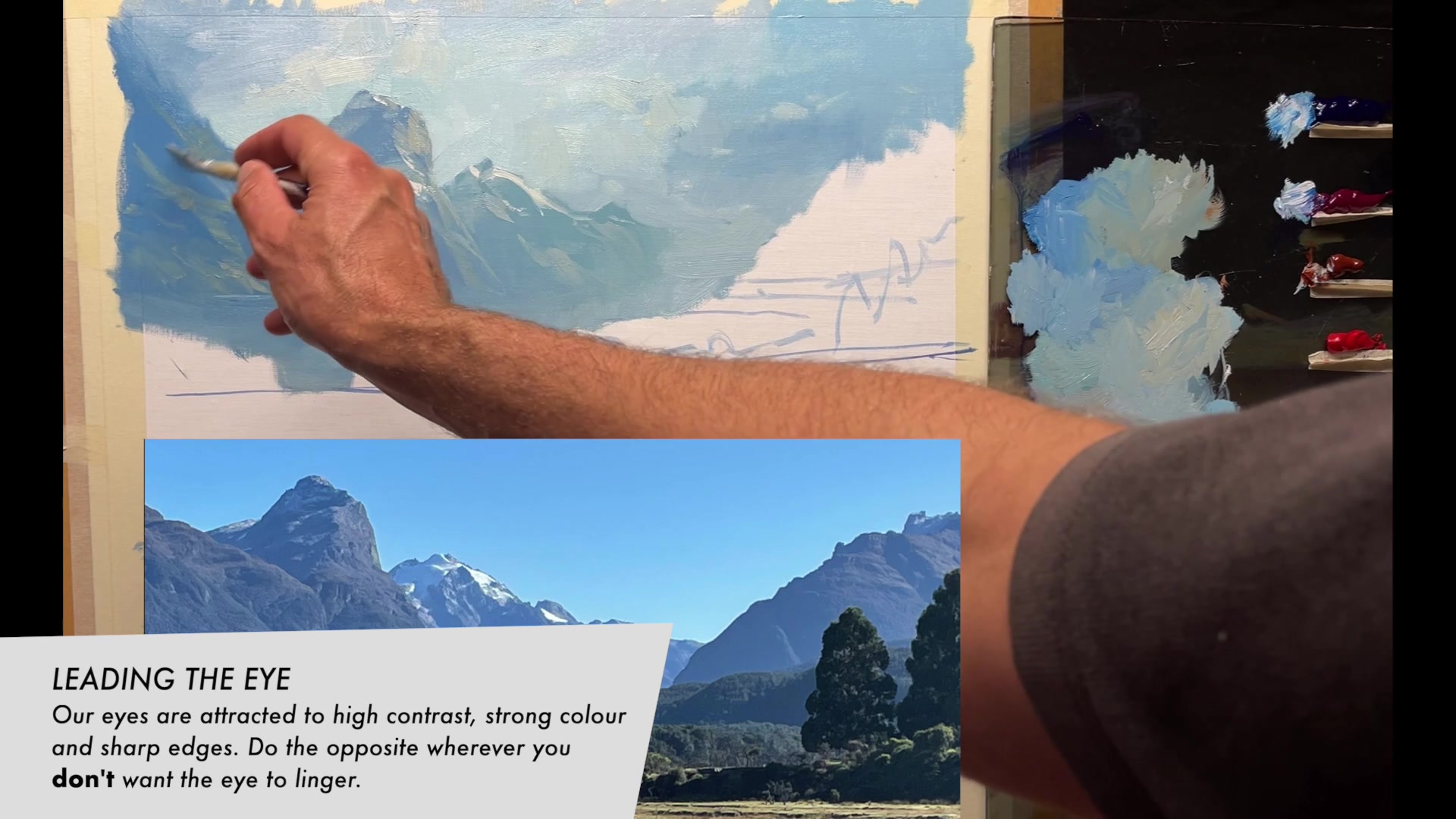 Step 16 — Shadow Color Adjustments (video frame from the lesson)