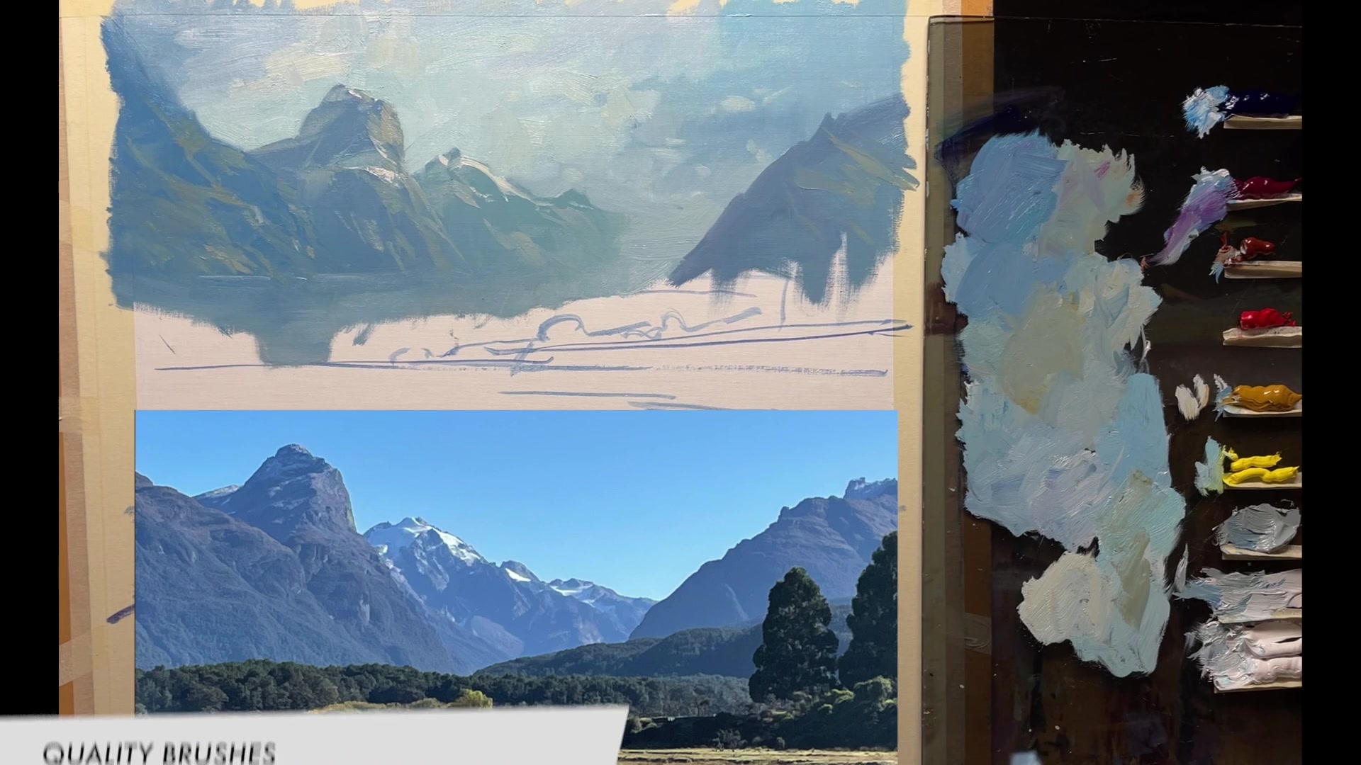 Step 18 — Midground and Foreground Layers (video frame from the lesson)