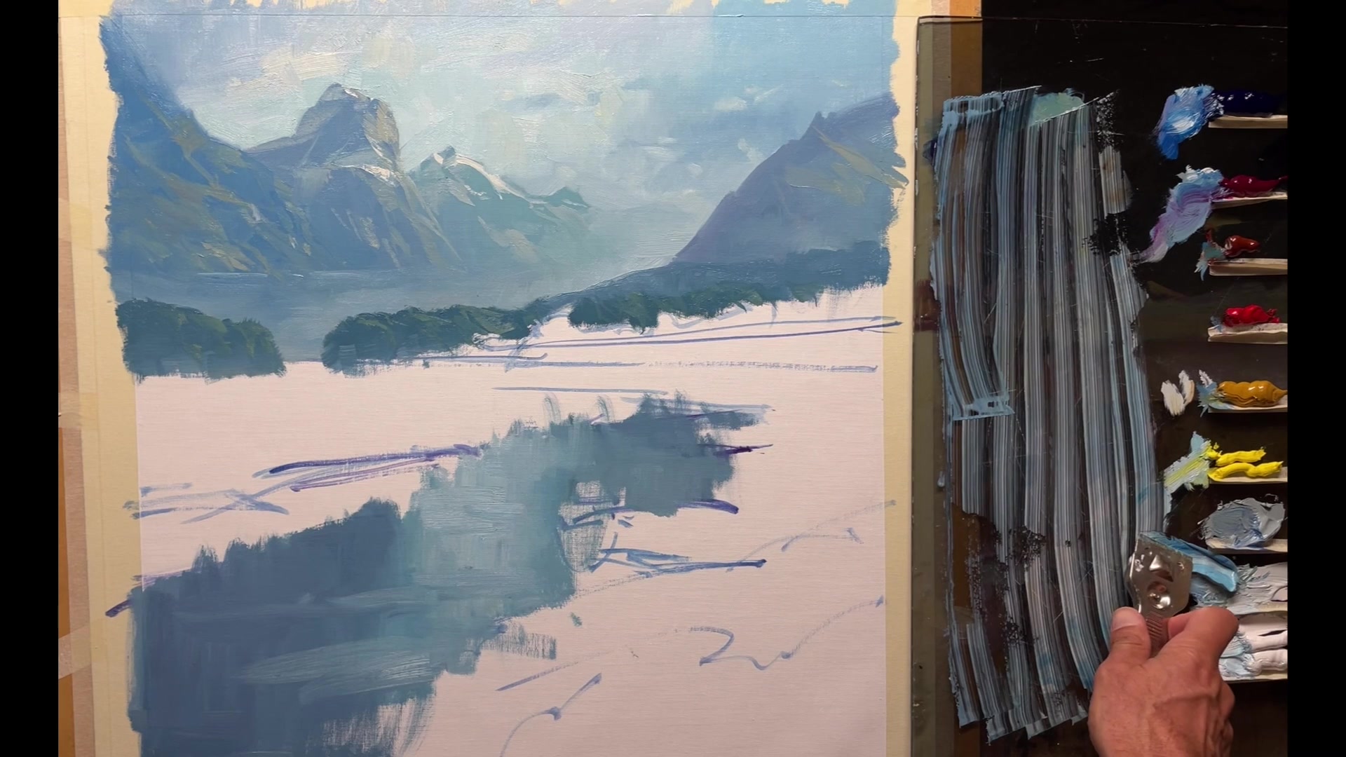 Step 21 — Foreground Shadows and Darks (video frame from the lesson)
