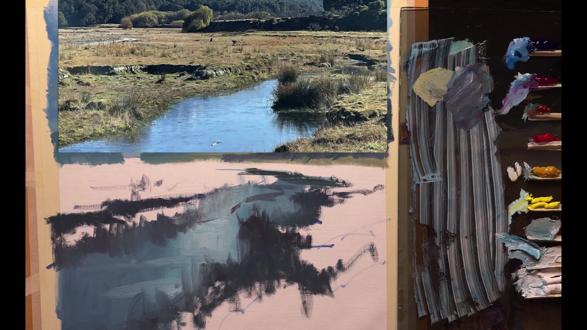 Step 22 — Tree Shadows and Highlights (video frame from the lesson)