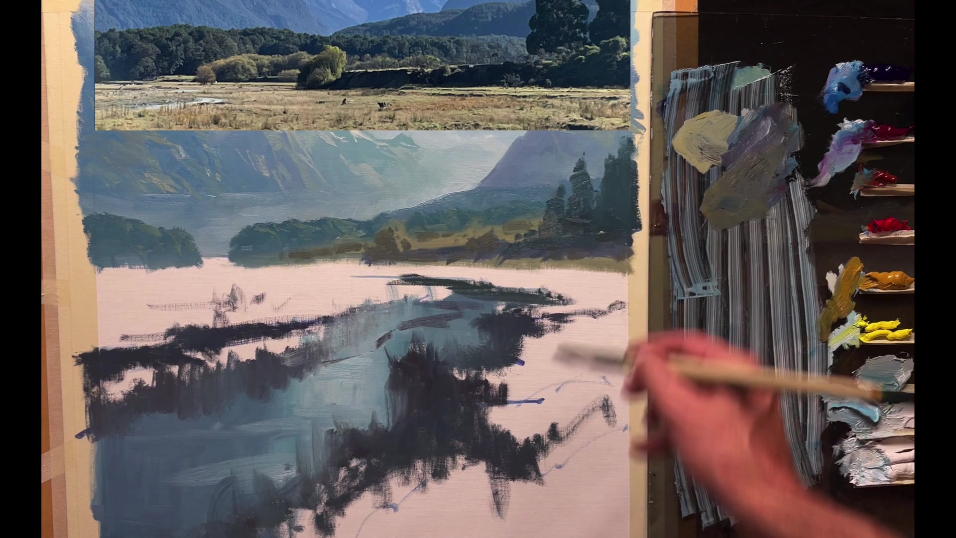Step 23 — Building Up Paint Layers (video frame from the lesson)