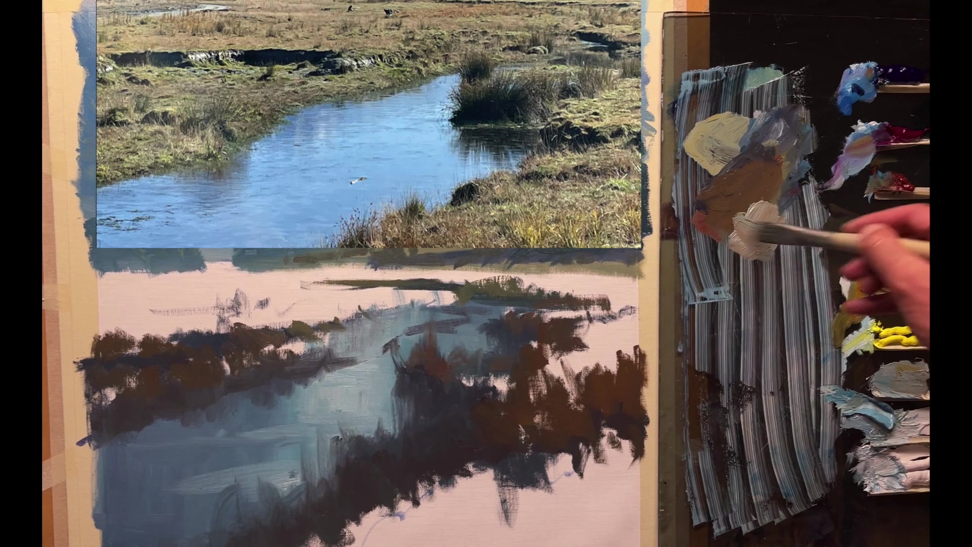 Step 26 — Midground Color Transitions (video frame from the lesson)